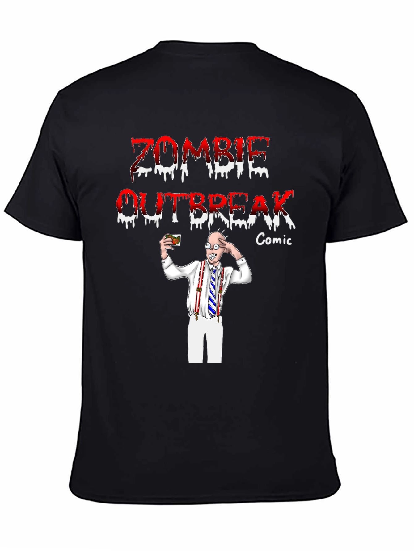 Black Zombie Outbreak Comic T-Shirt view 4