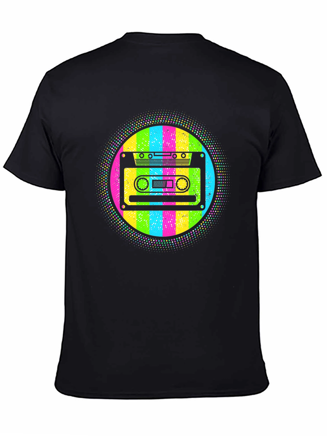 Black Retro Cassette Tape T-Shirt - 80s Throwback Style view 4