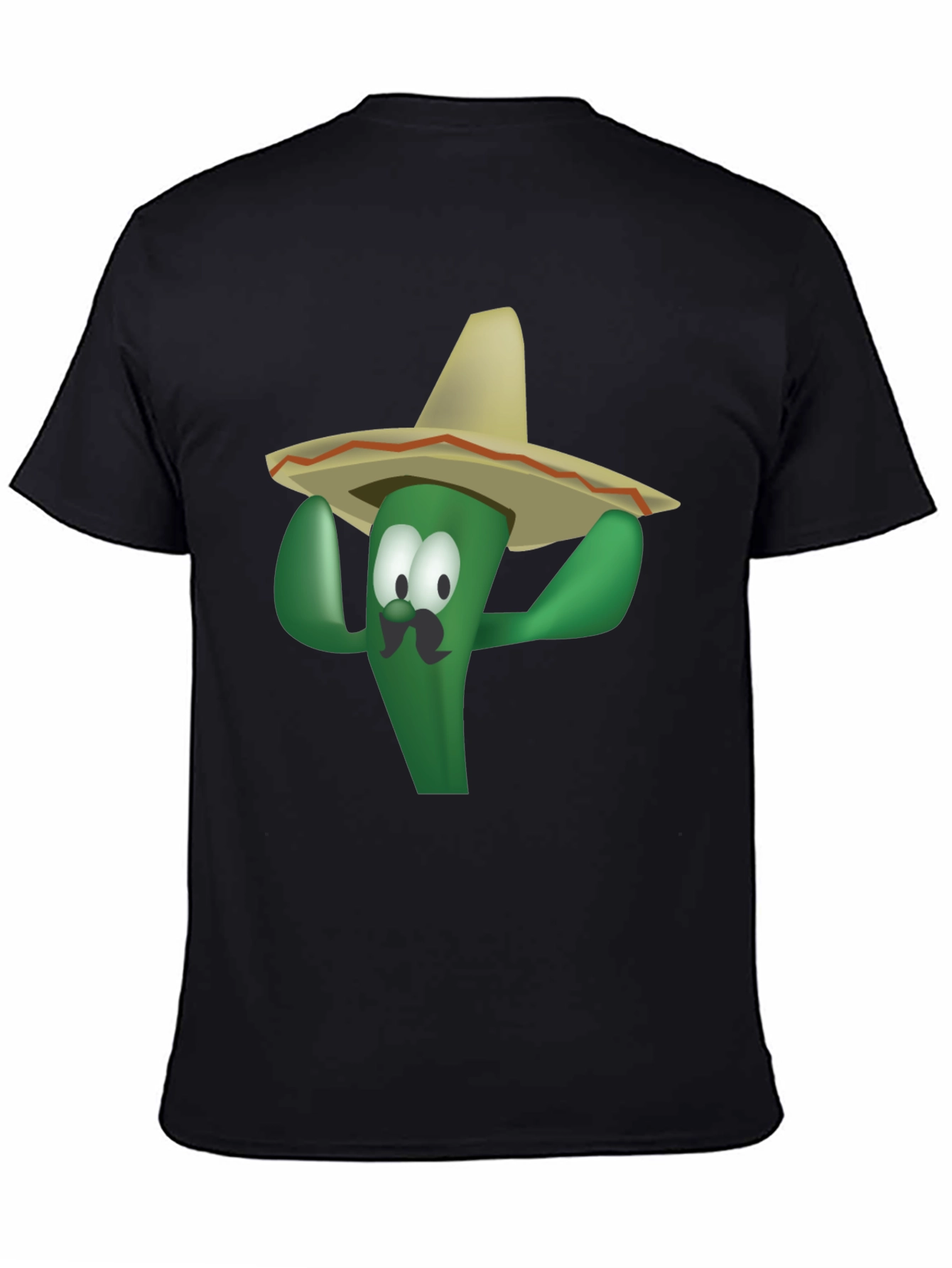 Black Cactus with Sombrero T-Shirt view 4