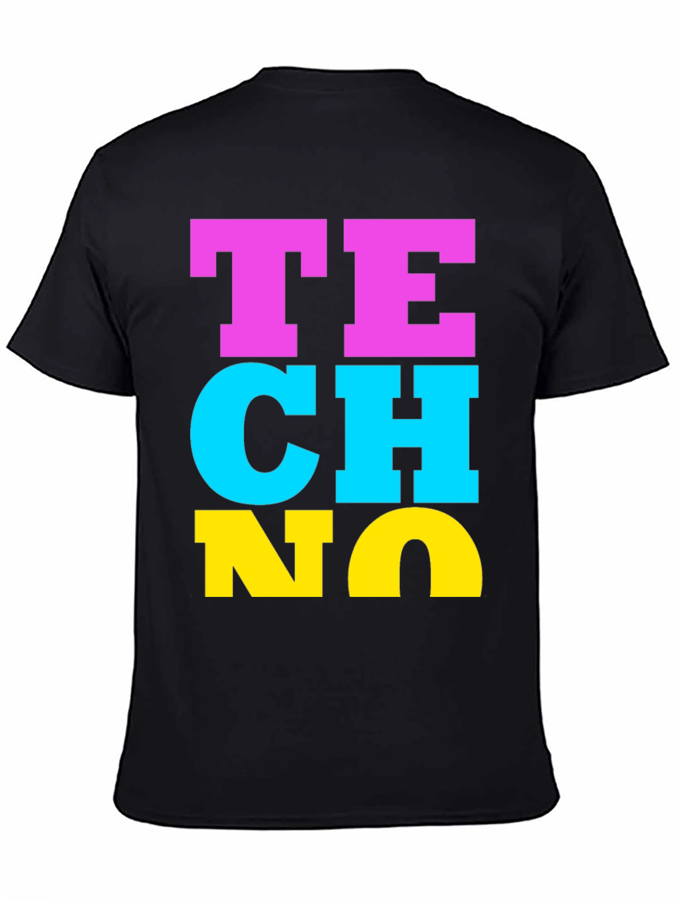 Black Techno Bold Statement T-Shirt view 4