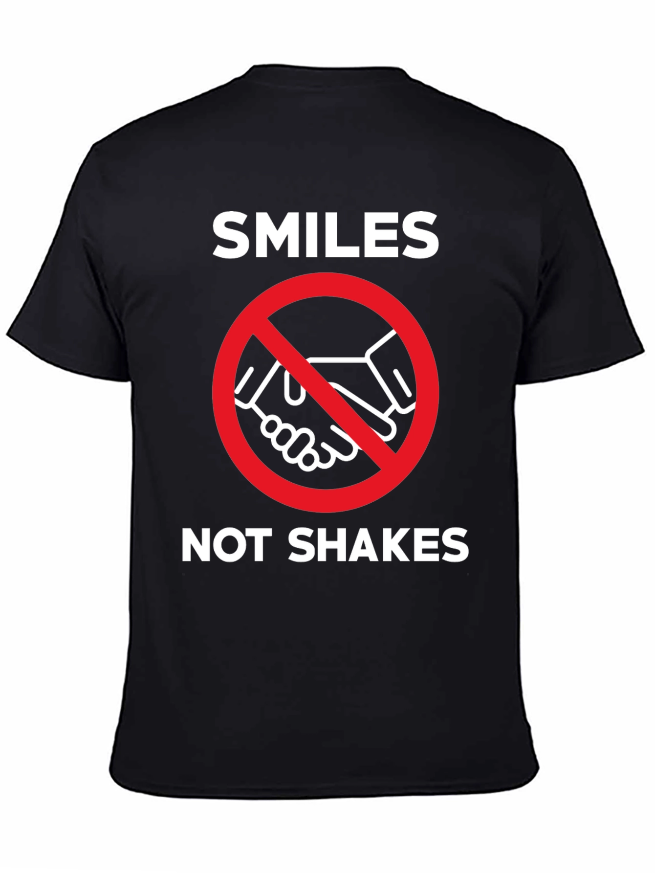 Black Smiles Not Shakes Graphic Tee - Anti-Handshake T-Shirt view 4