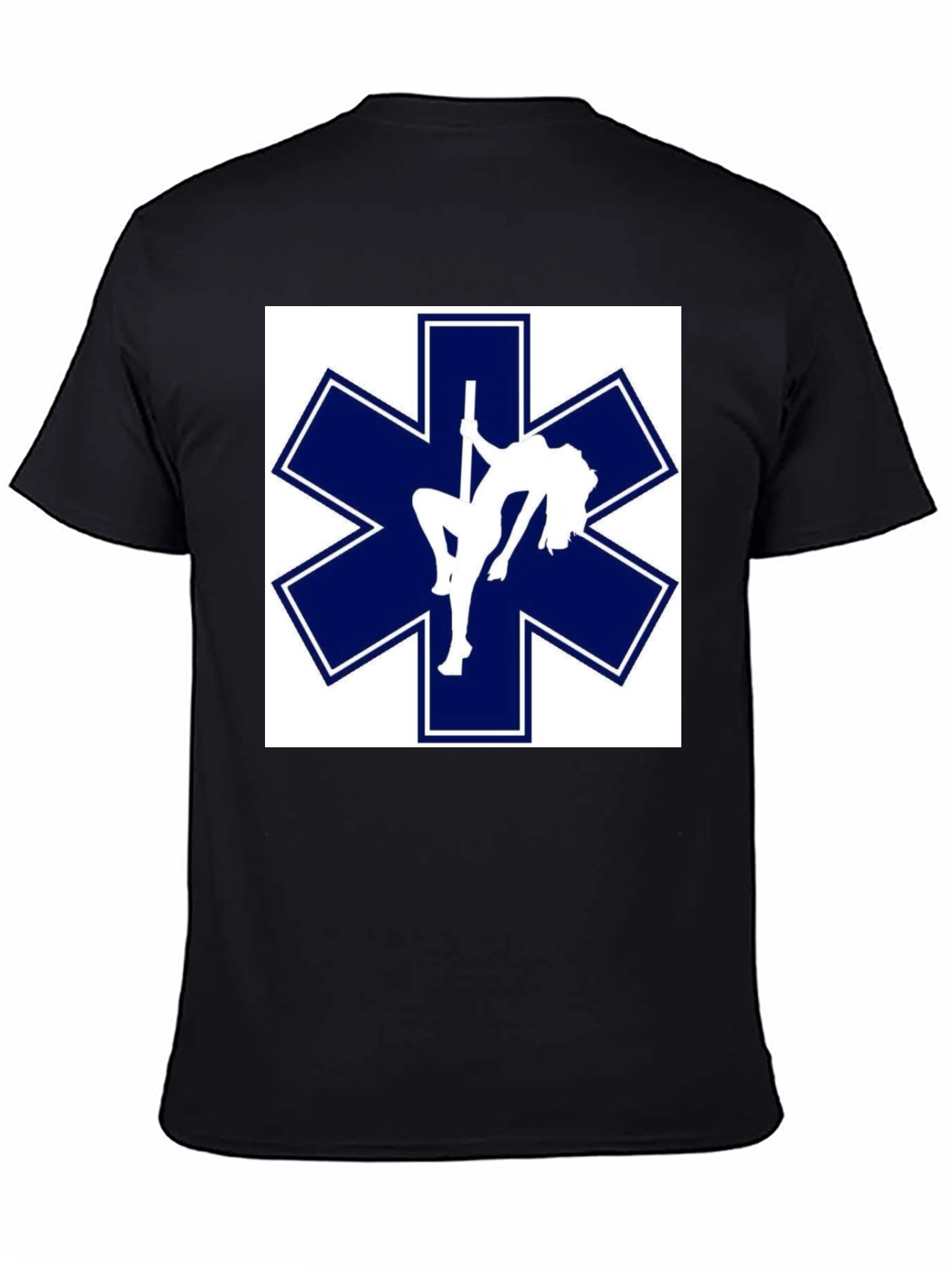 Black Star of Life Pole Dancer T-Shirt Funny EMT EMS Paramedic Tee view 4