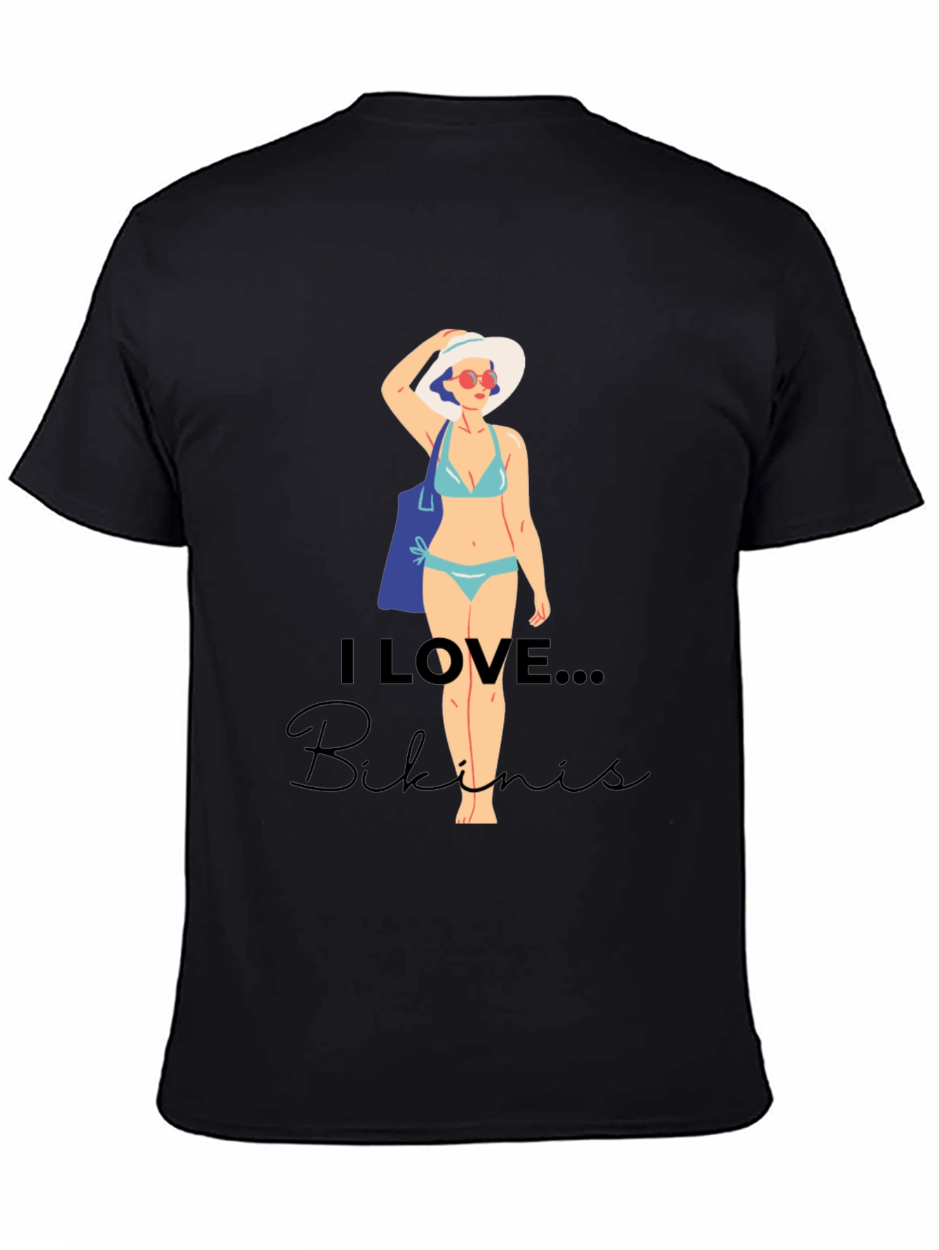 Black I Love Bikinis Graphic Tee - Casual Summer Style view 4