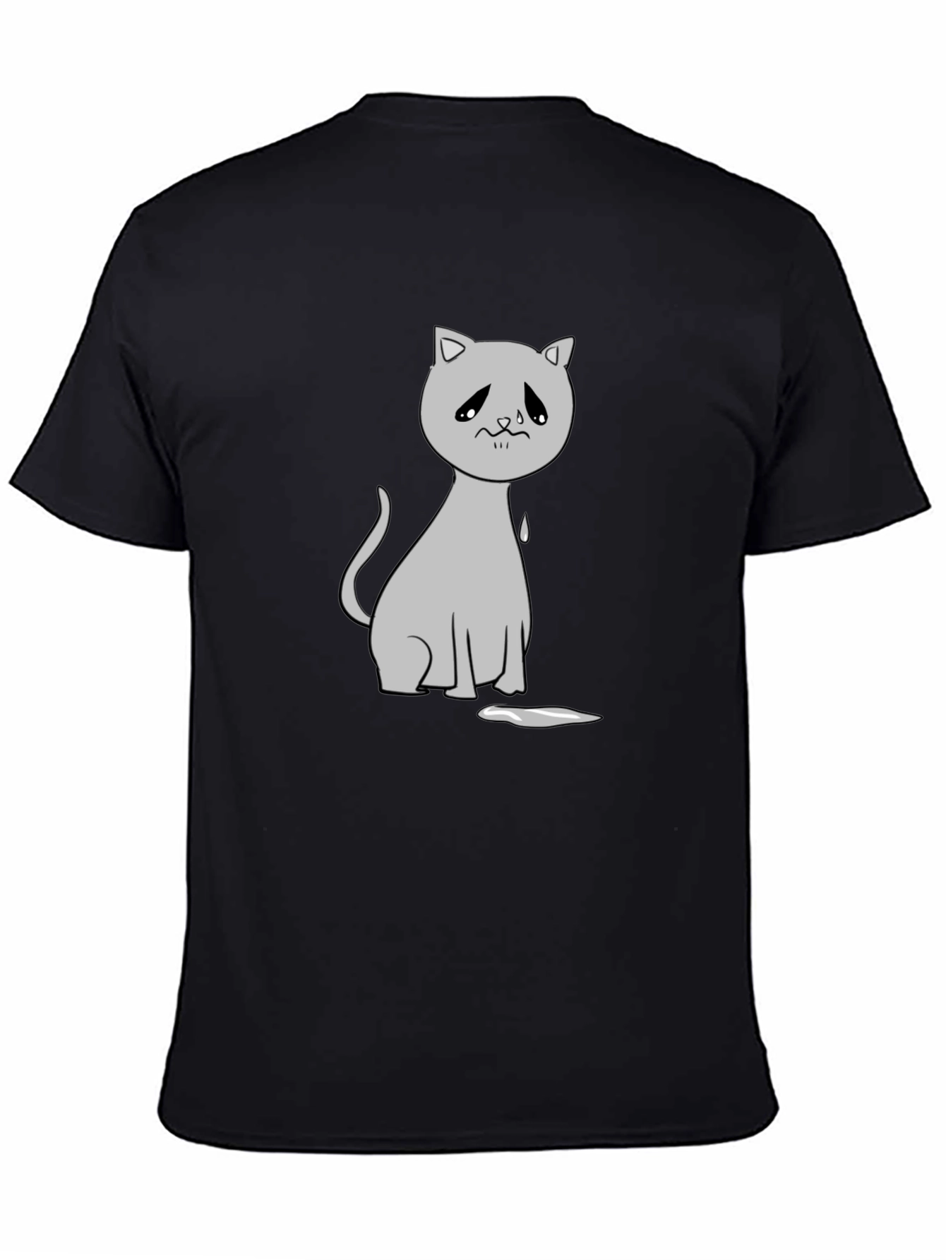 Black Sad Cat Graphic Tee - Unisex Black T-Shirt view 4