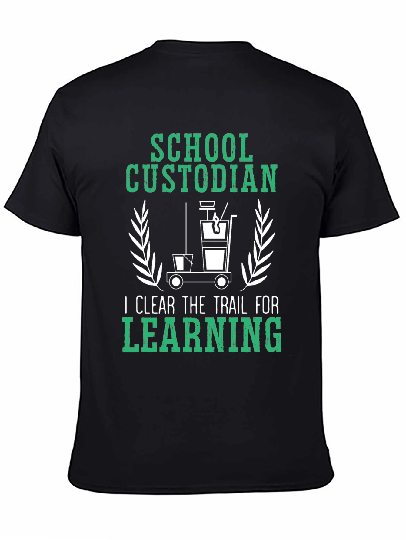 Black School Custodian T-Shirt: Clear the Trail for Learning view 4