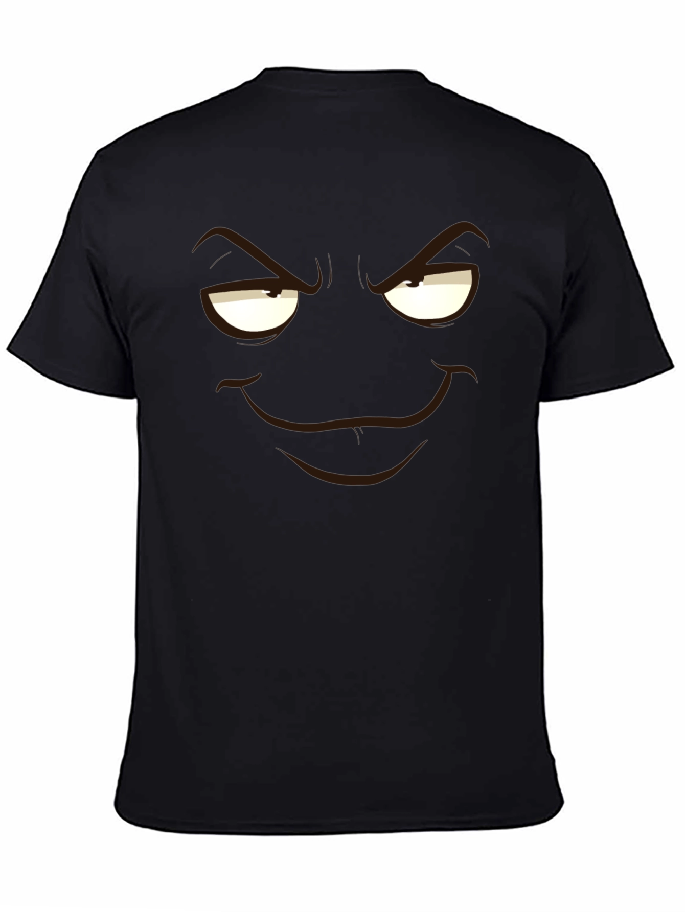 Black Men's Black T-Shirt with Mischievous Face Graphic view 4
