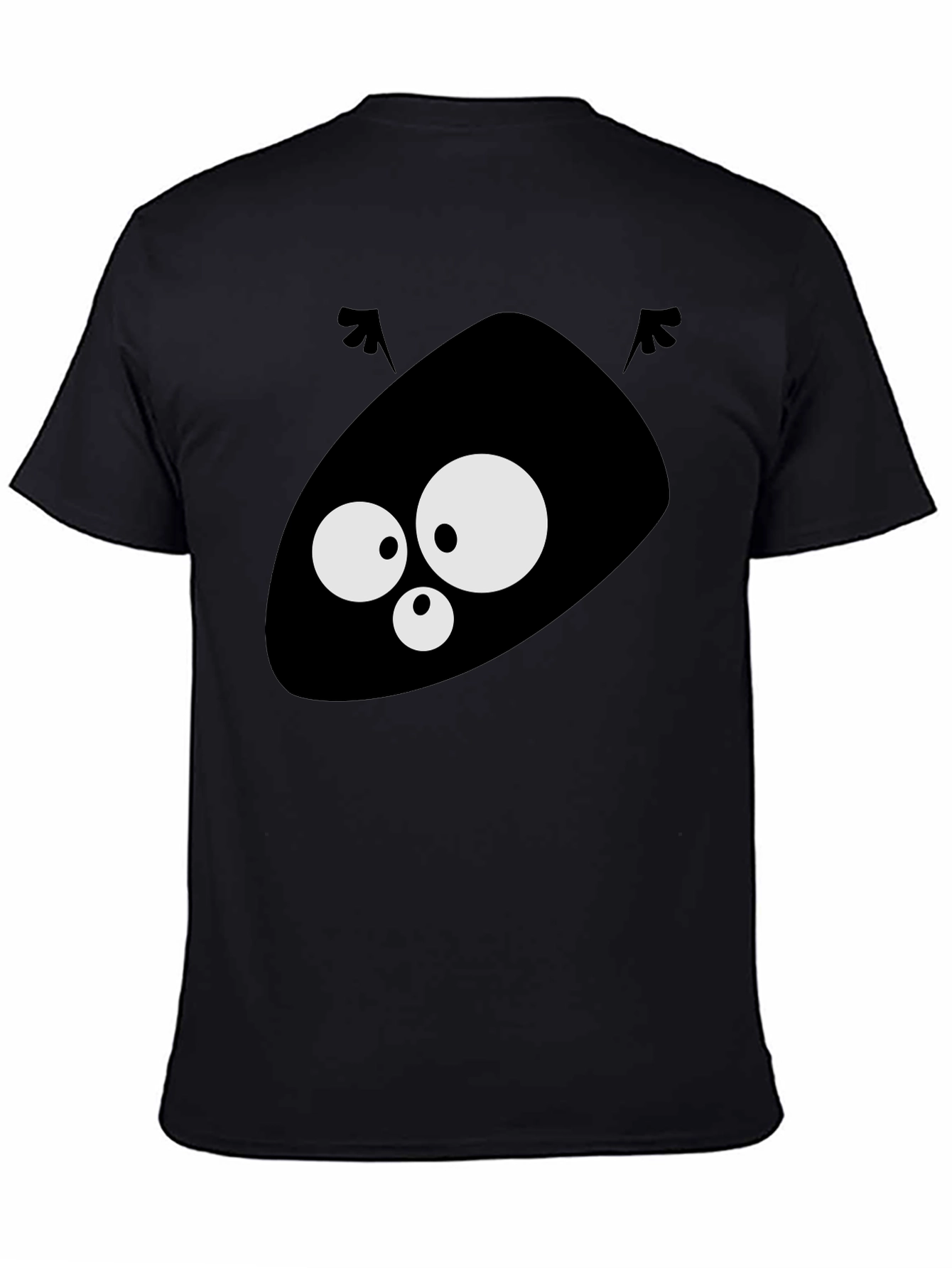 Black Funny Alien Face Graphic Black T-Shirt view 4