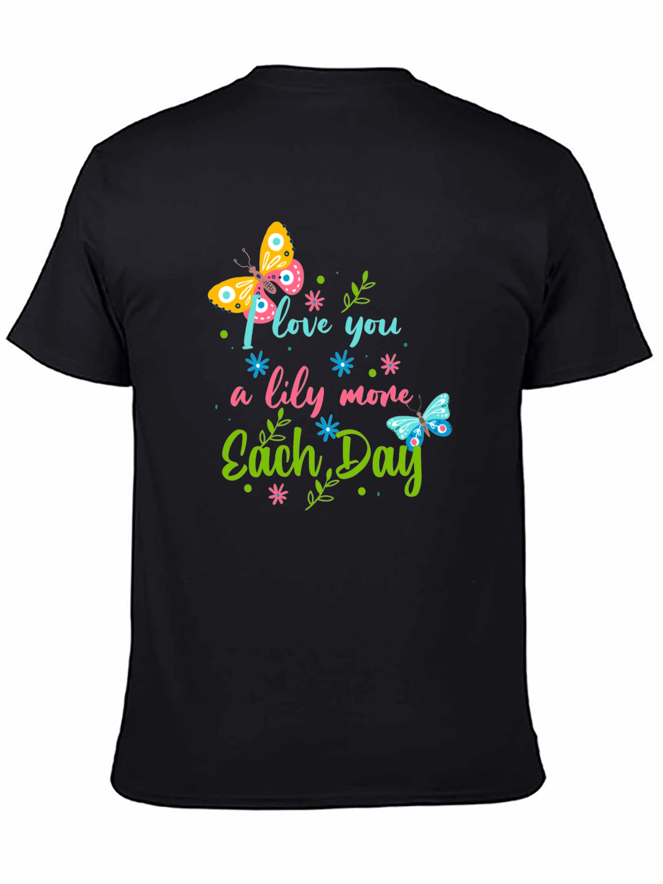 Black I Love You More Each Day Butterfly Graphic Tee view 4