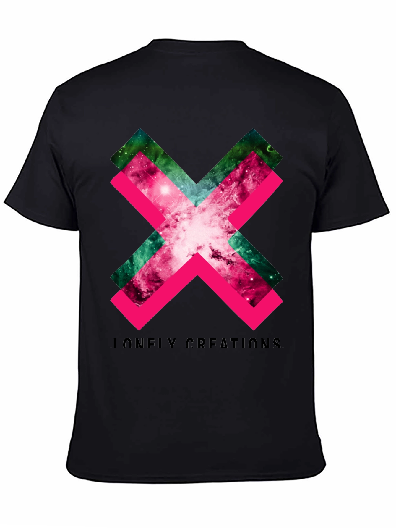 Black Galaxy X Graphic Tee - Black Cotton Blend T-Shirt view 4