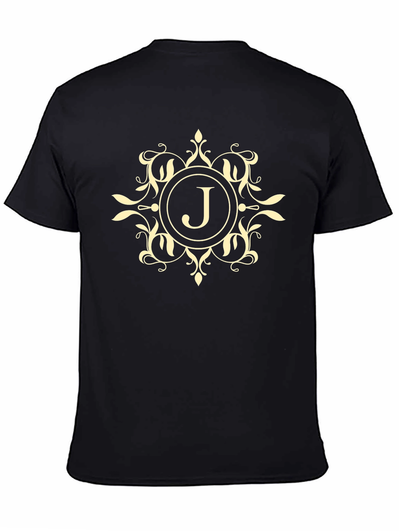 Black Elegant Monogram J Black T-Shirt view 4