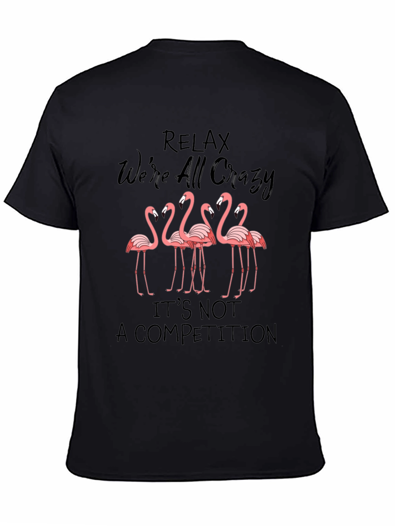 Black Relax Crazy Flamingo Graphic Tee view 4