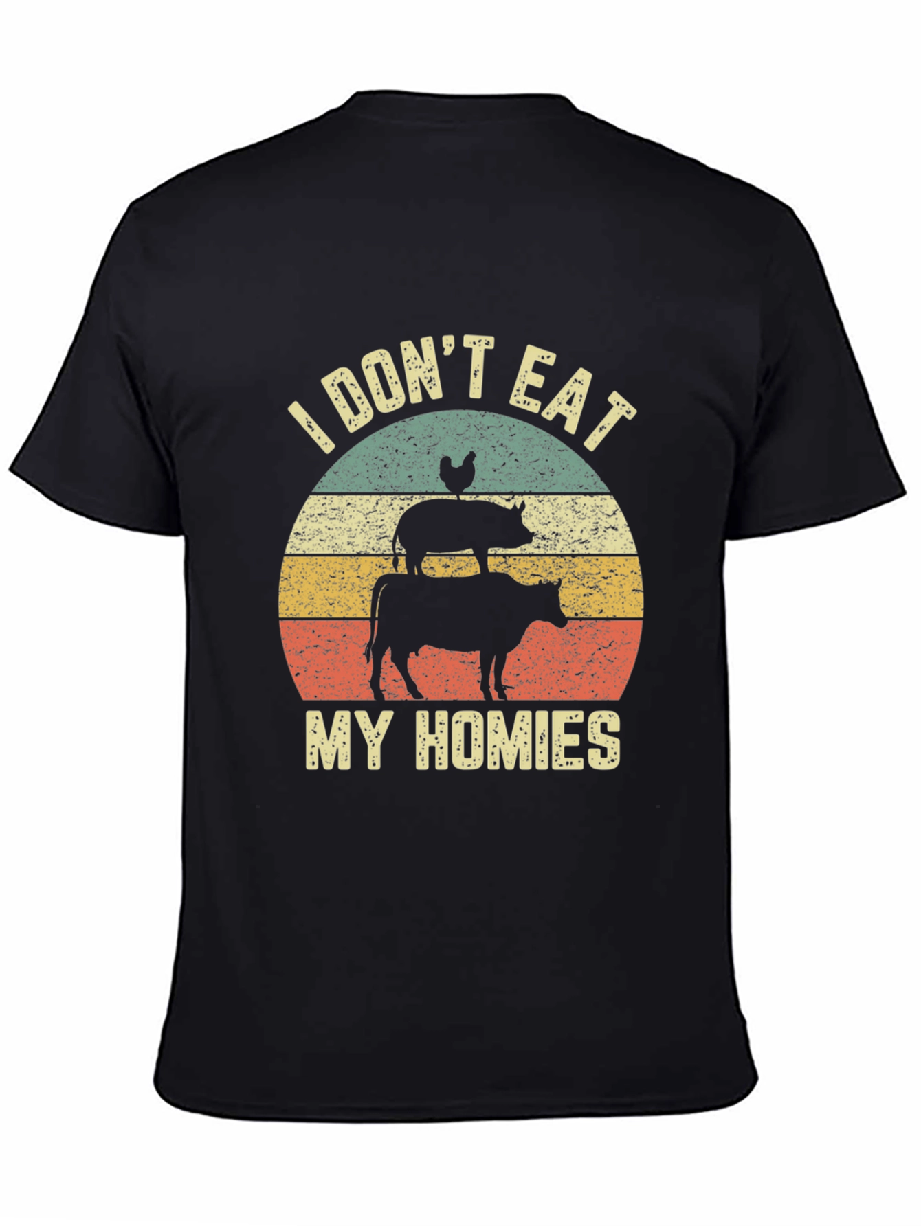 Black Vegan T-Shirt - "I Don't Eat My Homies" Animal Lover Tee view 4