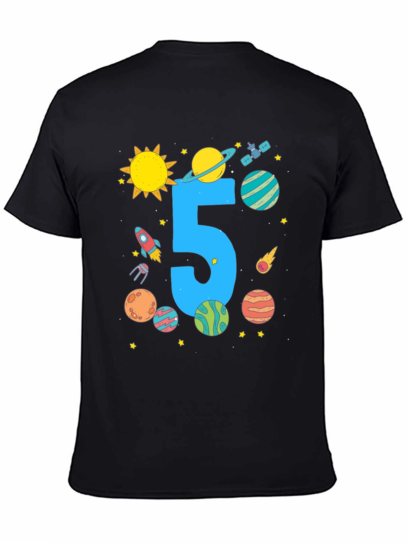 Black Kids 5th Birthday Space T-Shirt view 4