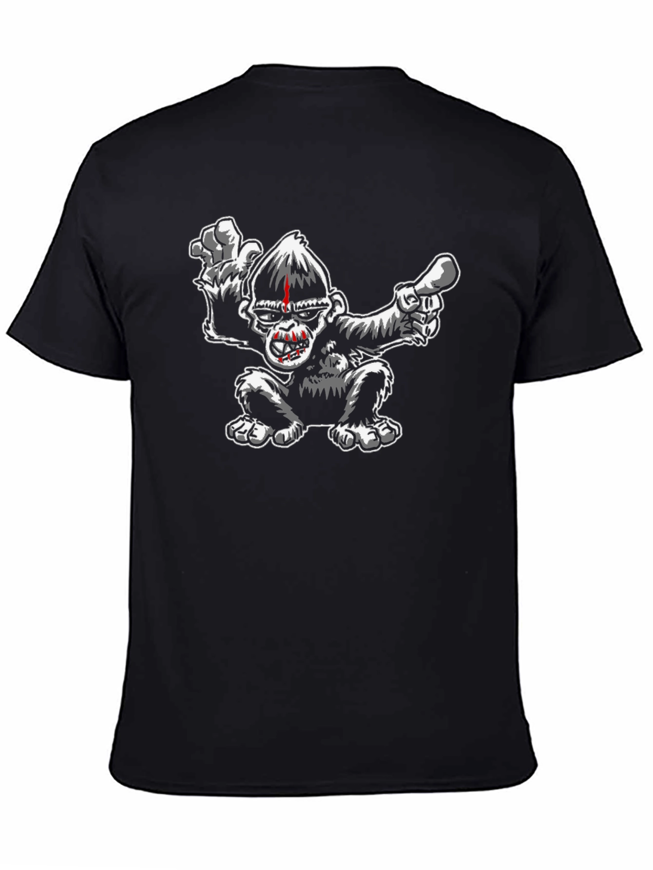 Black Cartoon Gorilla Graphic Black T-Shirt view 4