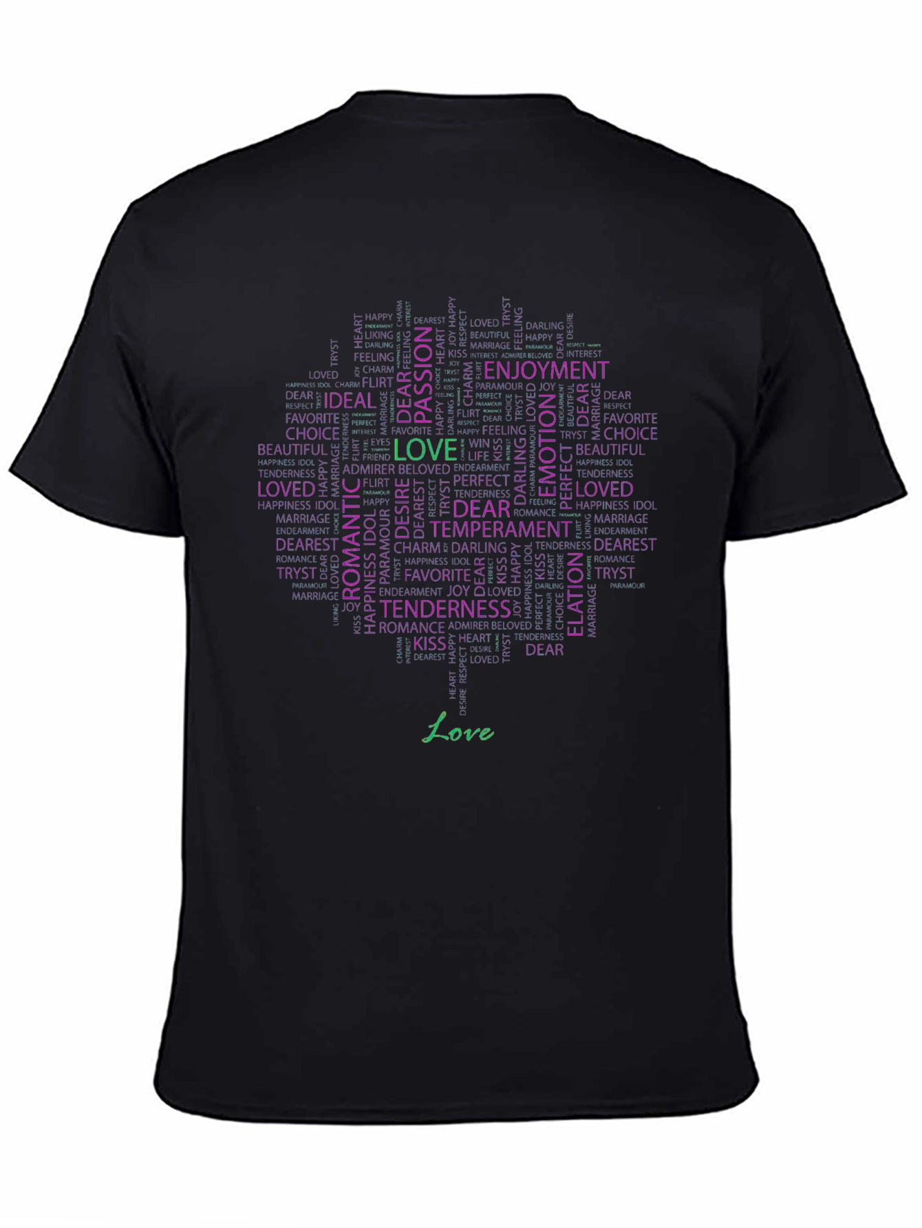 Black Love Word Cloud Graphic T-Shirt view 4