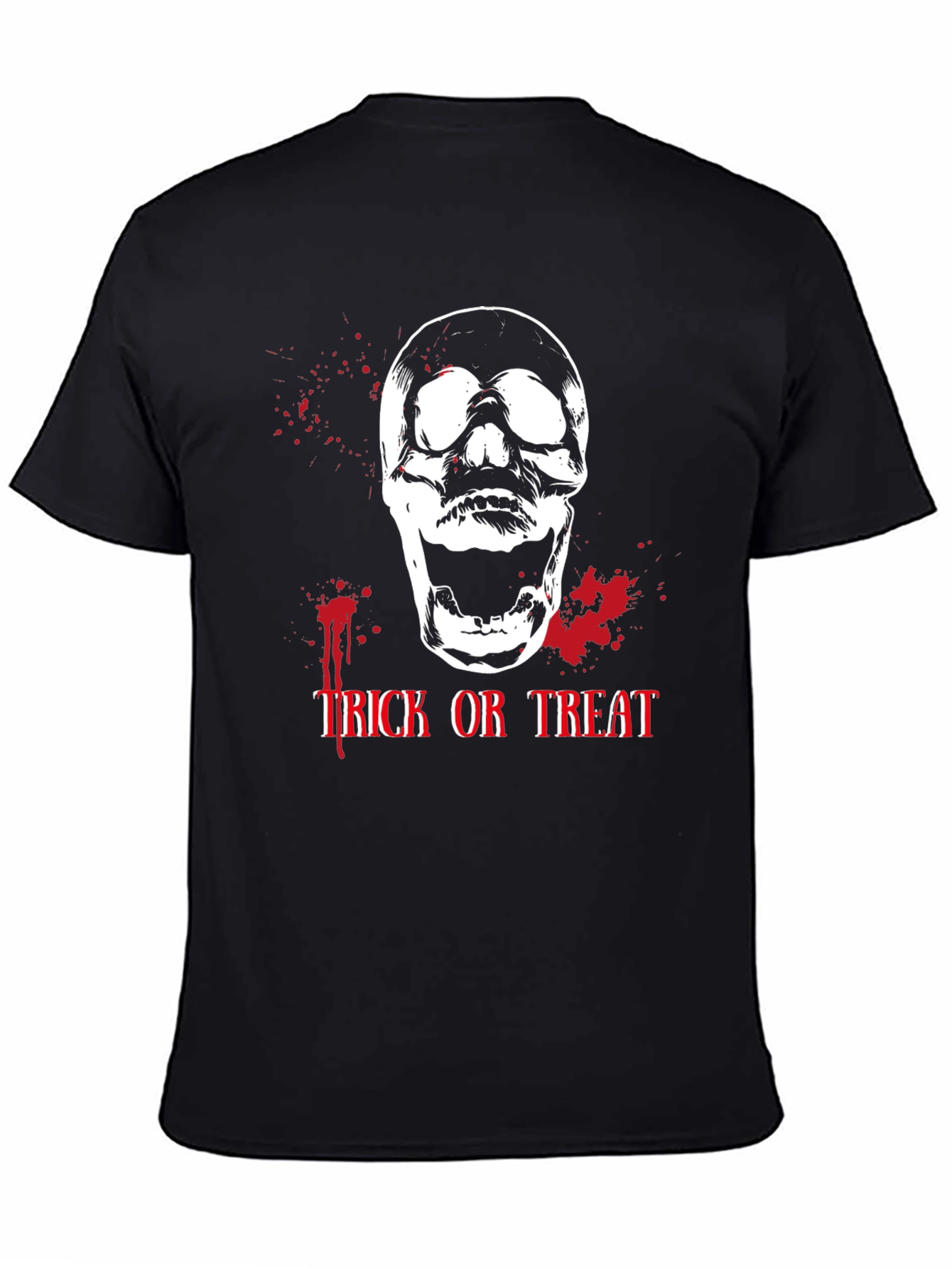 Black Halloween Skull Trick or Treat Black T-Shirt view 4
