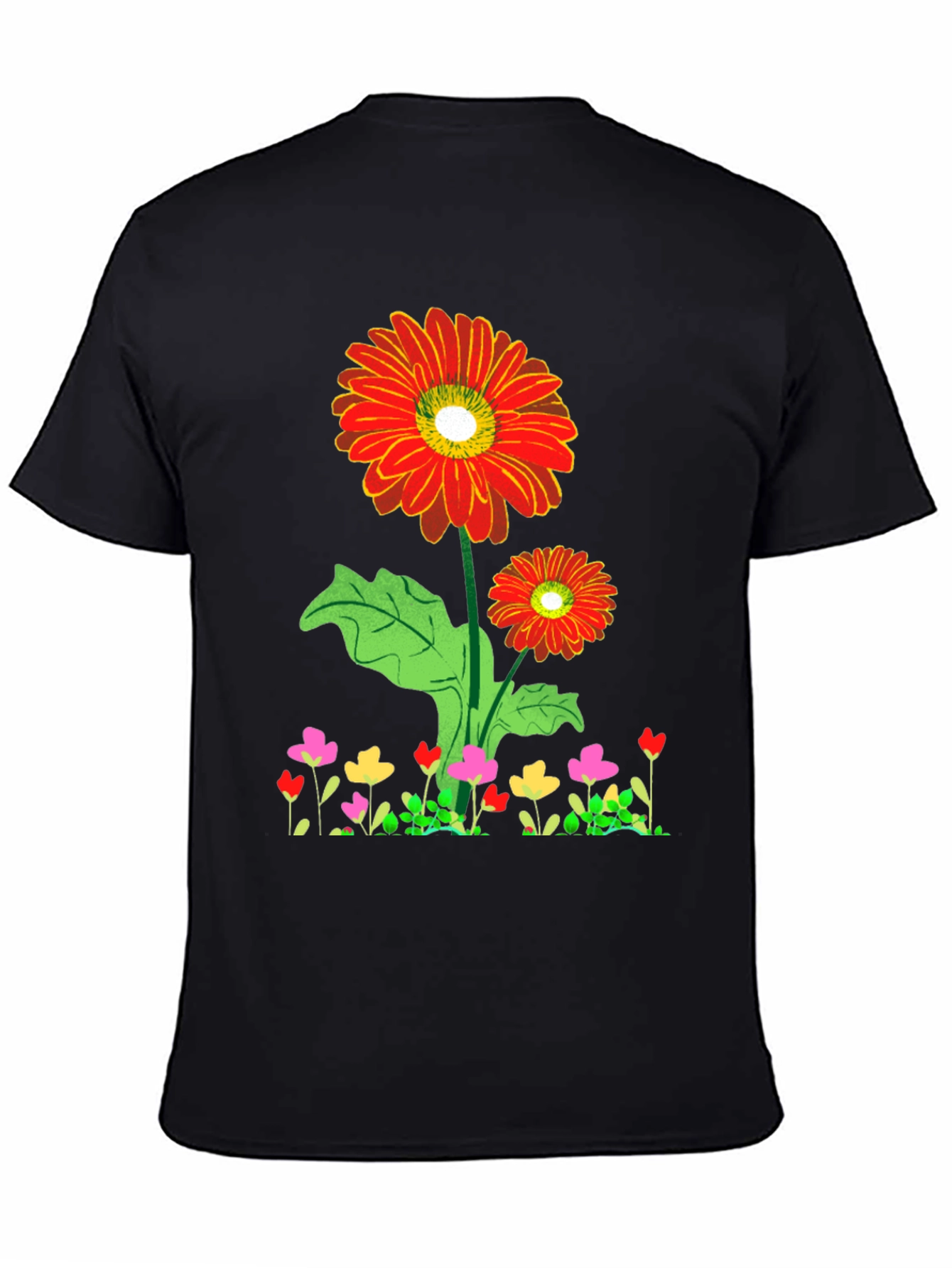Black Floral Print Crew Neck T-Shirt view 4