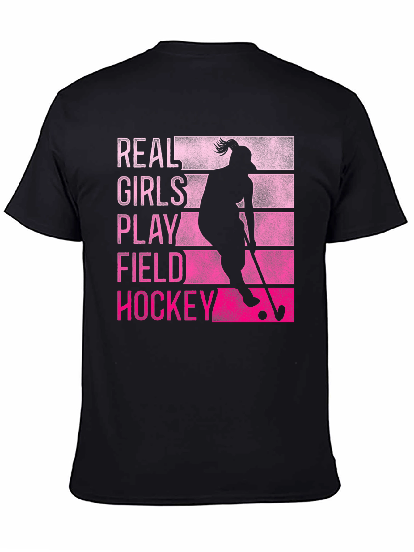 Black Real Girls Play Field Hockey T-Shirt view 4