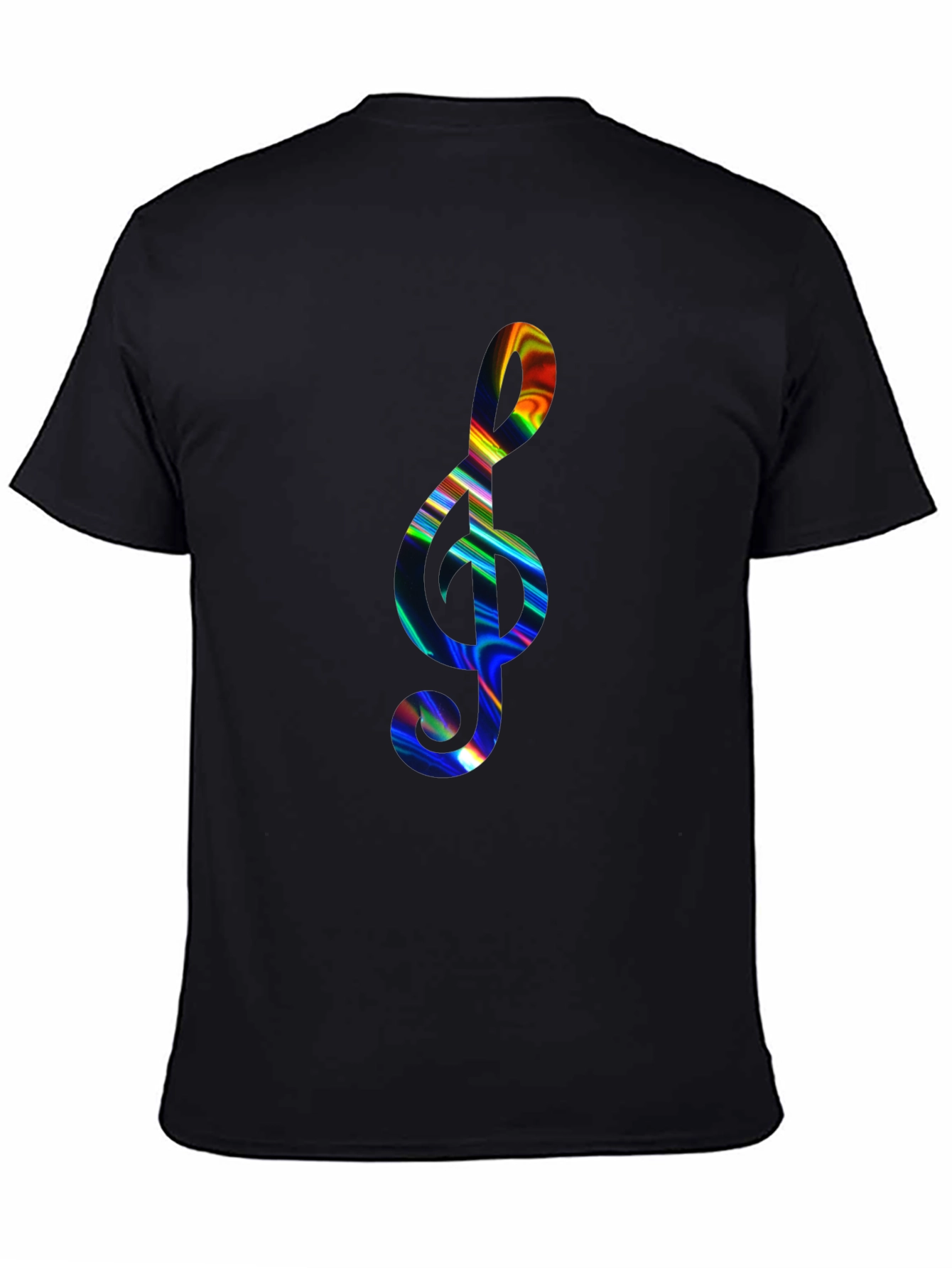 Black Rainbow Treble Clef Black T-Shirt view 4