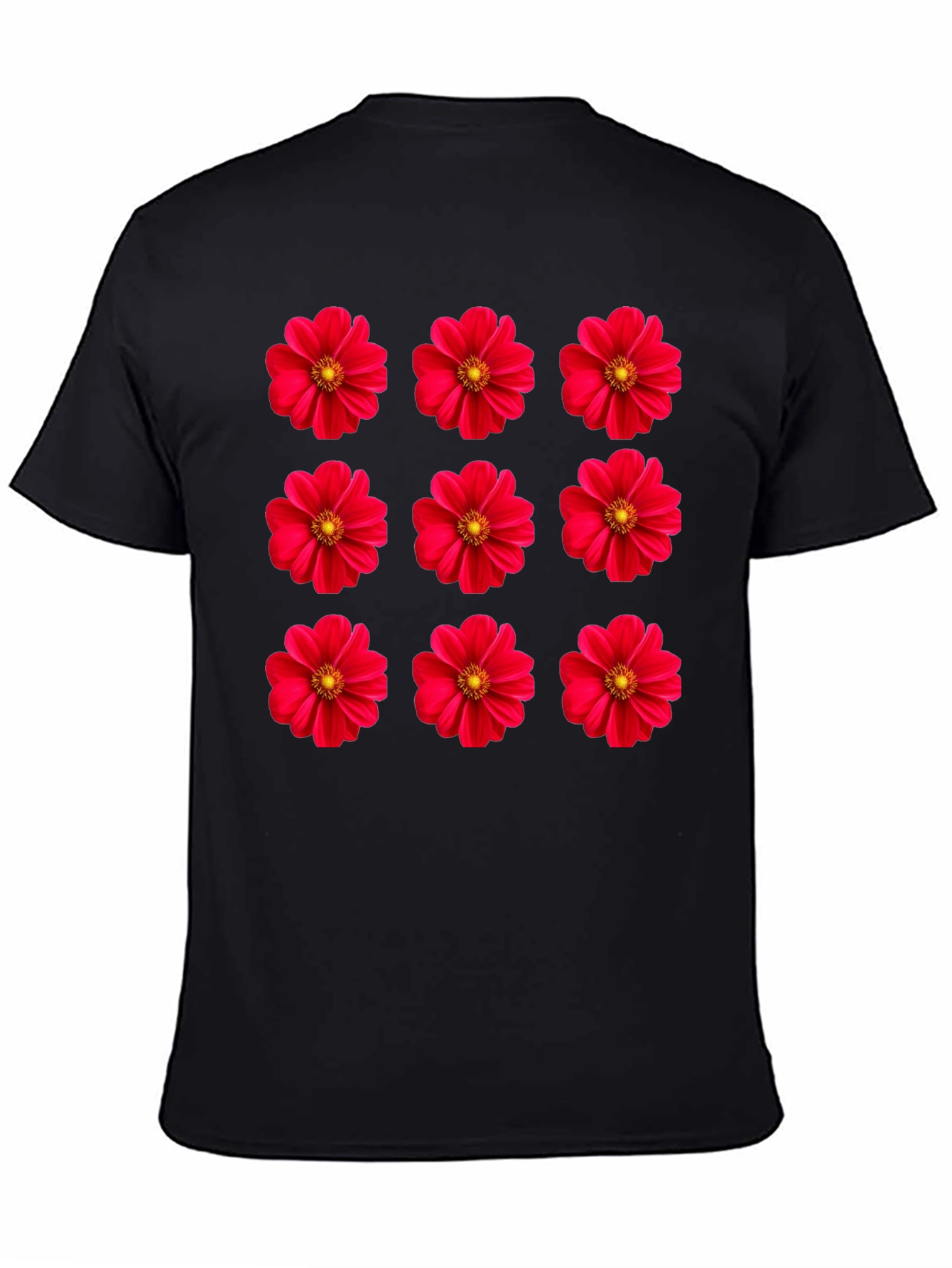 Black Floral Print Crew Neck T-Shirt view 4