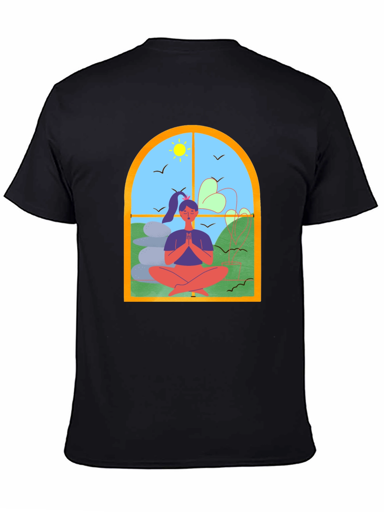 Black Meditative Window T-Shirt view 4