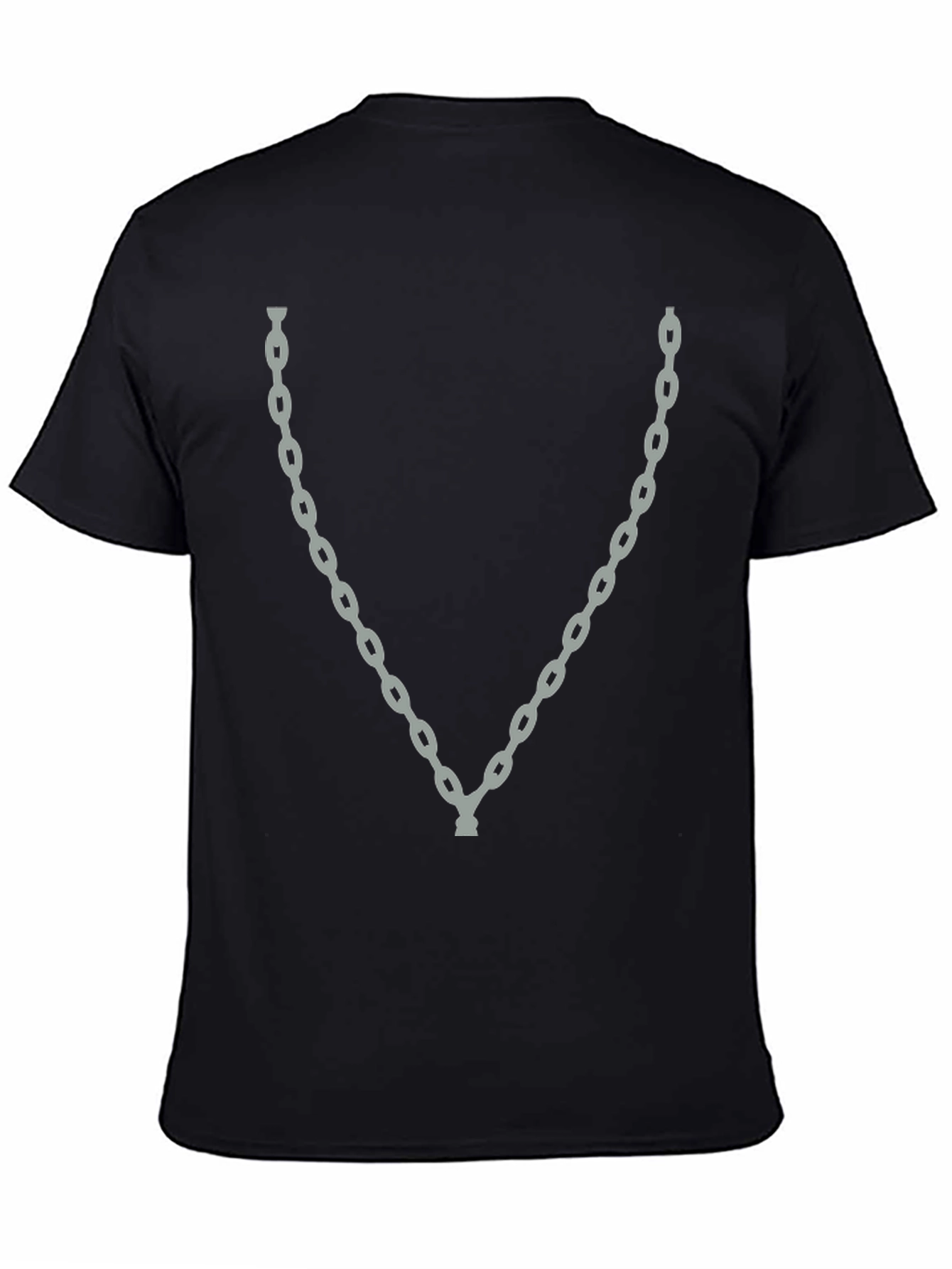Men's Black T-Shirt with Chain Graphic - 4