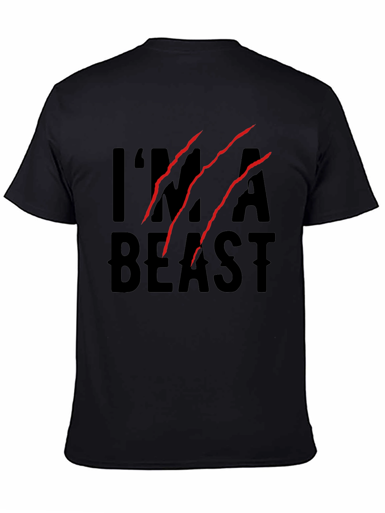 Black I'm a Beast Claw Graphic T-Shirt - Black Cotton Blend view 4