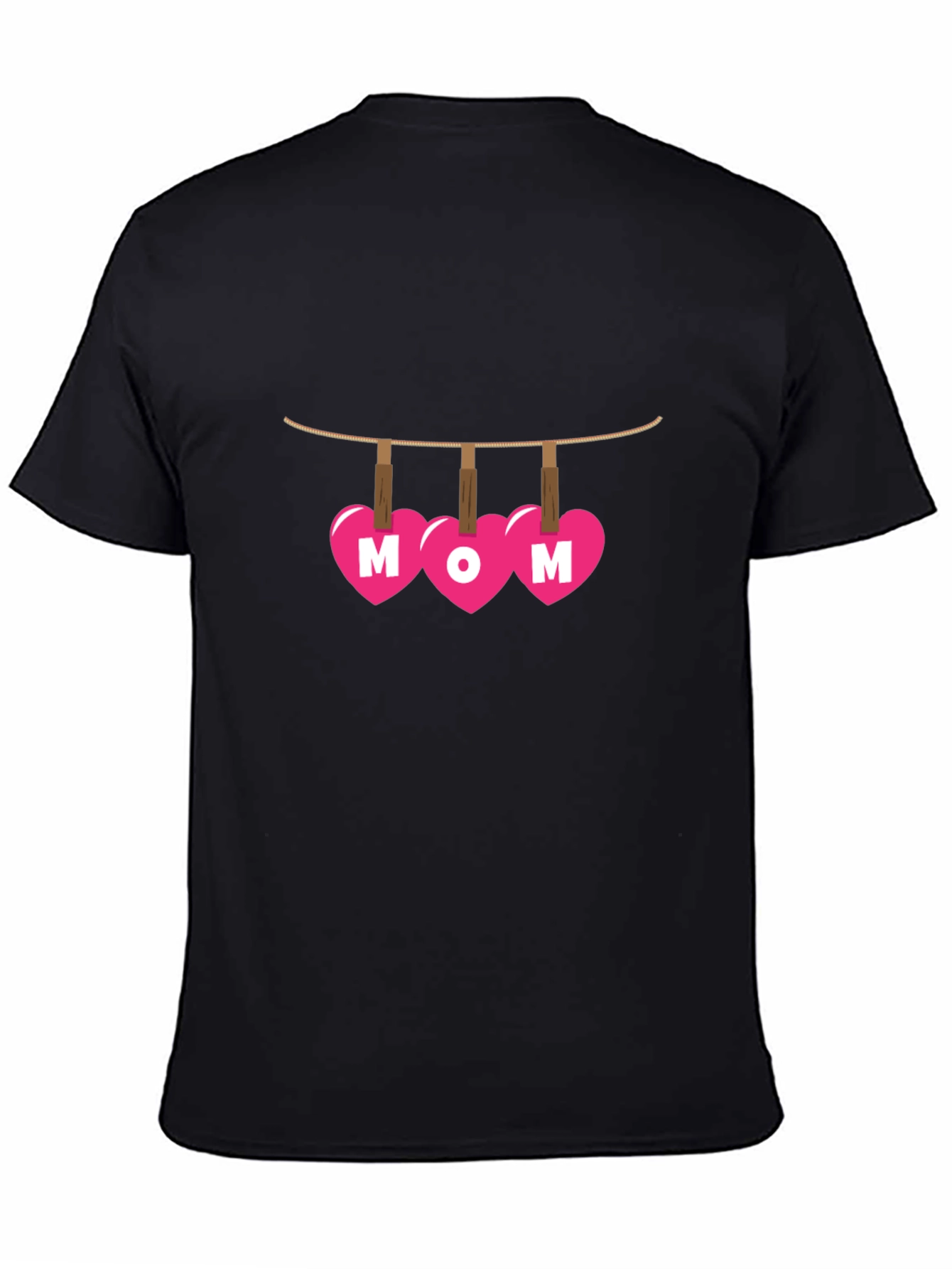Black Mom Heart Clothesline Graphic T-Shirt view 4