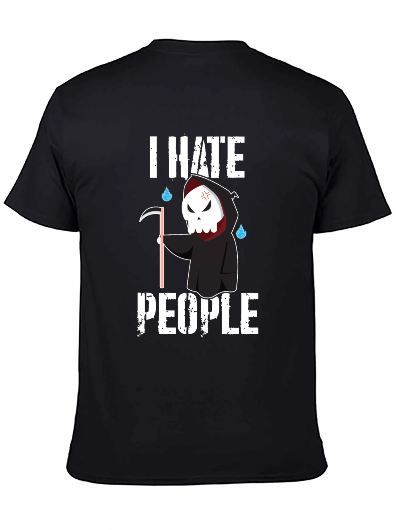Black I Hate People Grim Reaper Graphic Tee view 4