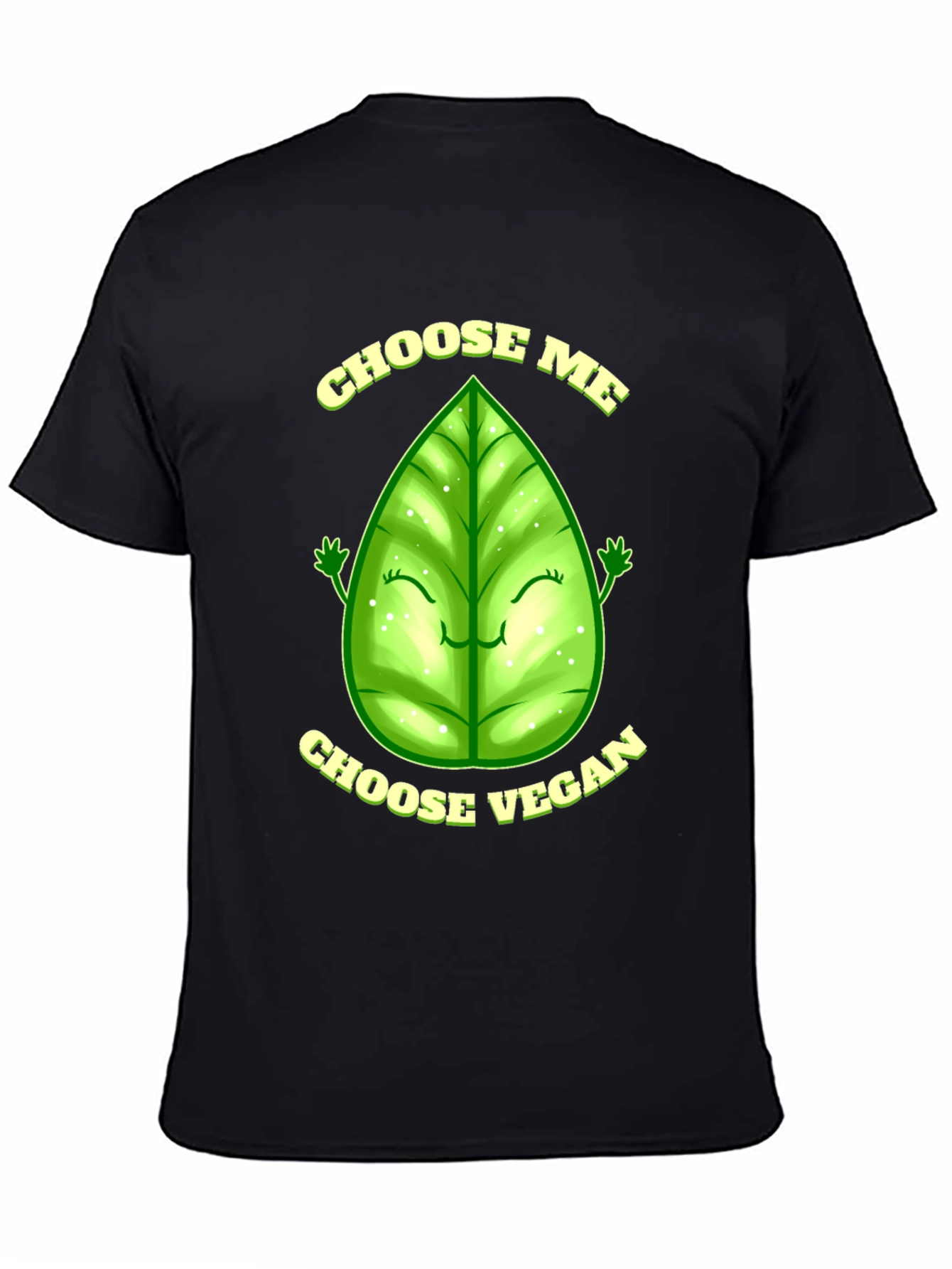 Black Choose Vegan T-Shirt - Leaf Design view 4