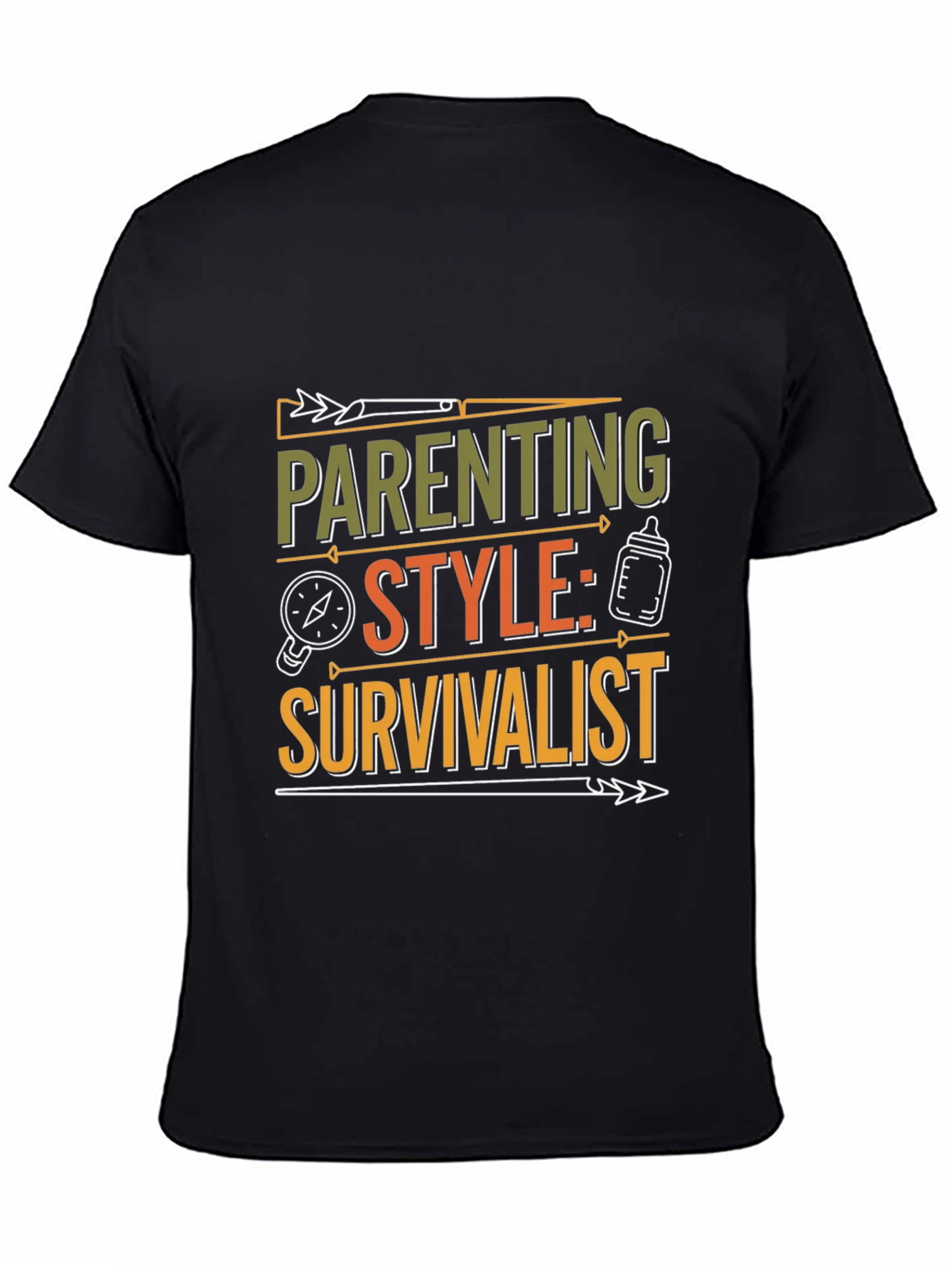 Black Parenting Style: Survivalist T-Shirt - Black Crew Neck Tee view 4