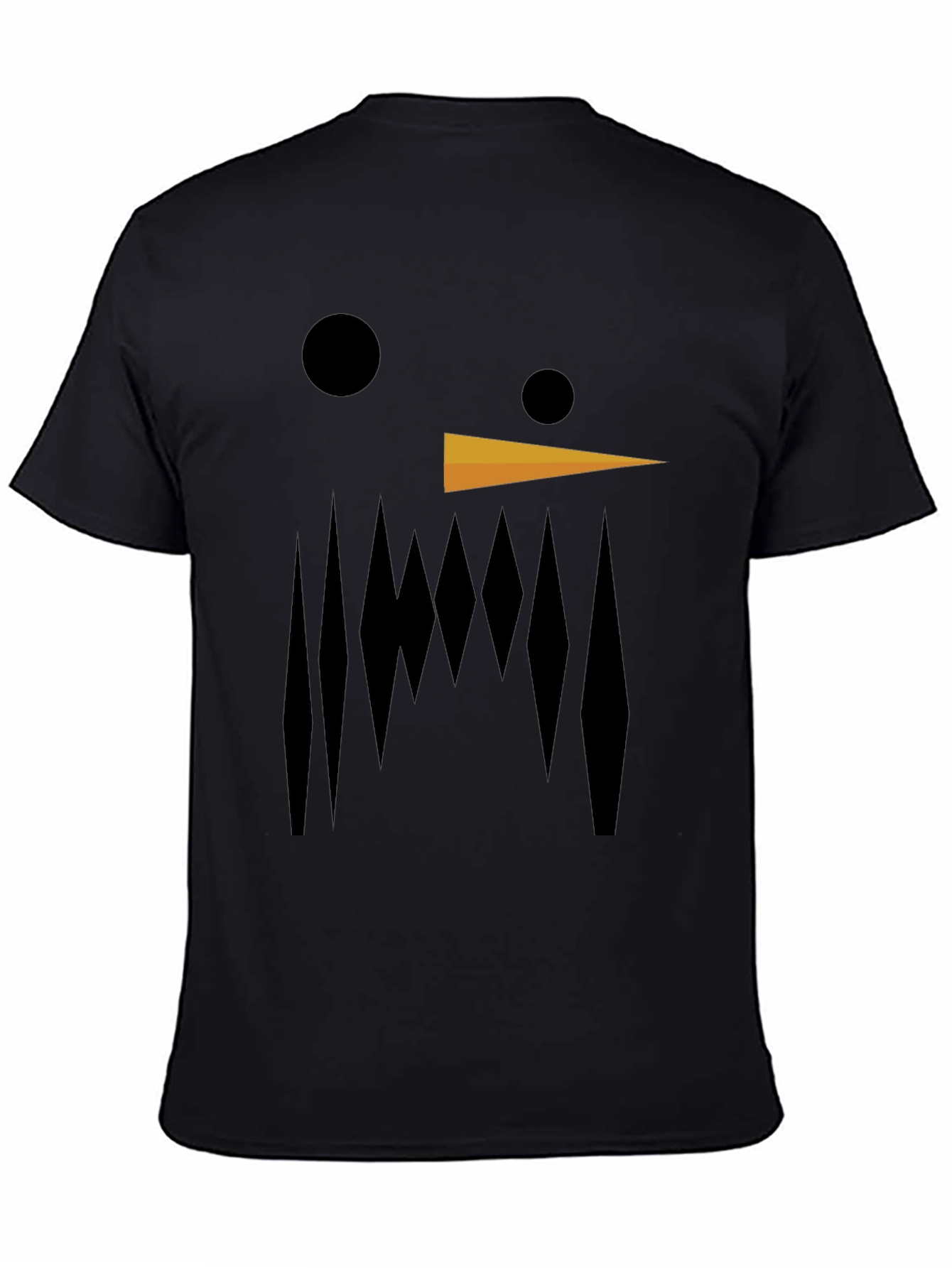 Black Abstract Snowman Graphic Tee - Black Cotton Blend view 4
