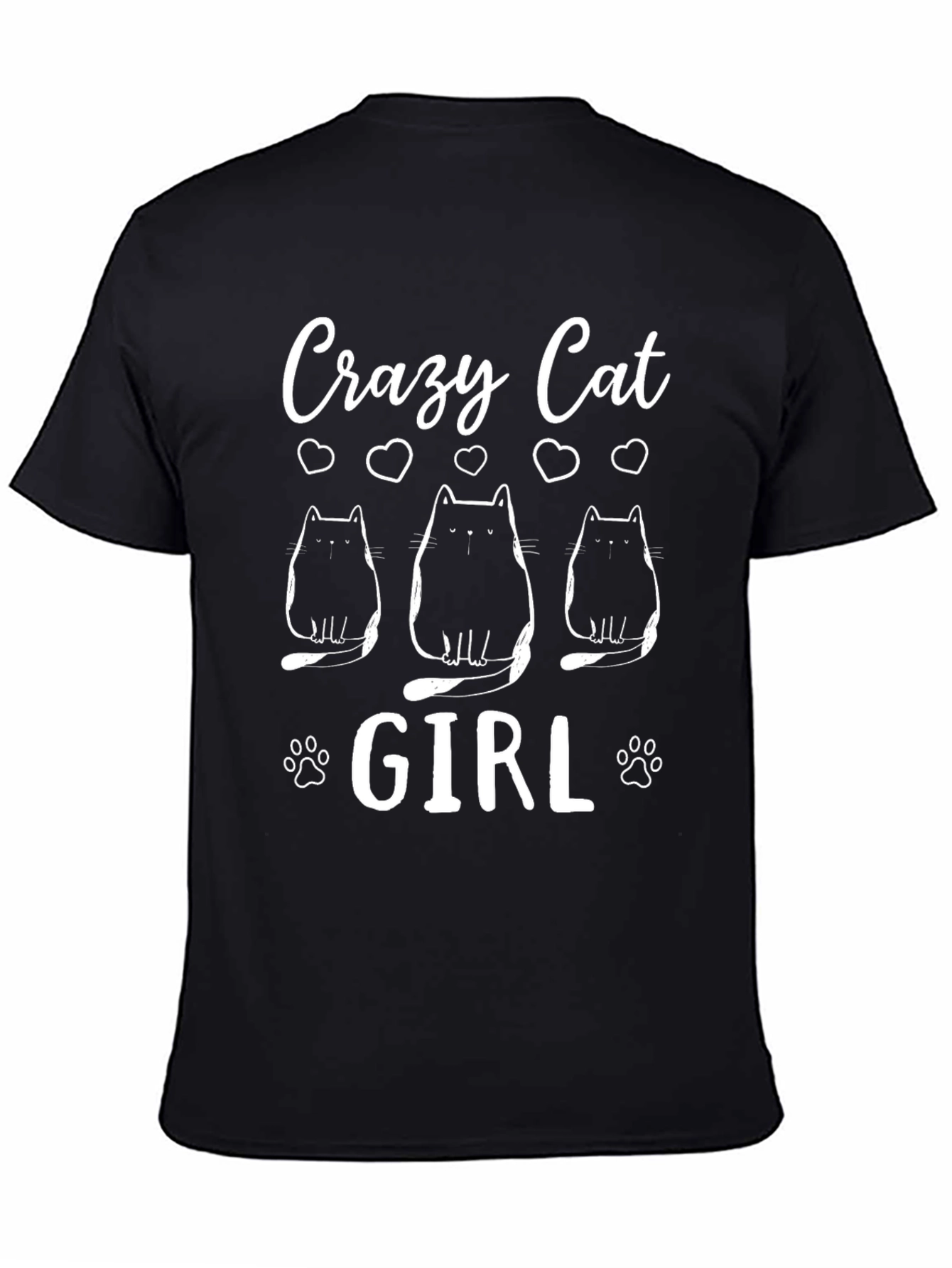 Black Crazy Cat Girl Graphic Tee view 4