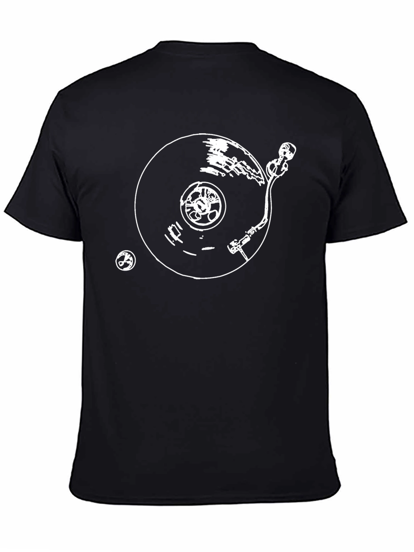 Black Turntable Graphic T-Shirt - Retro DJ Vibe view 4