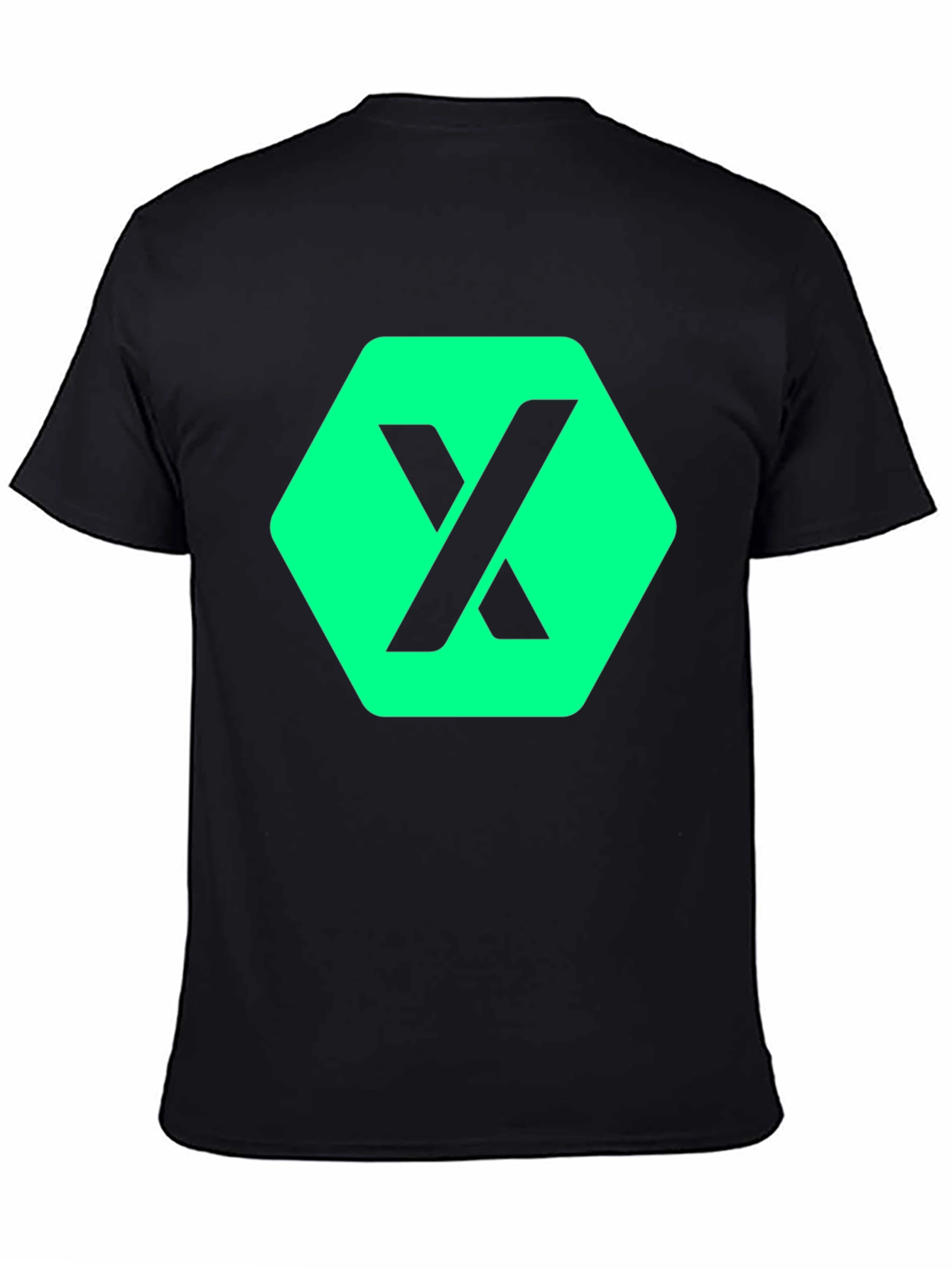 Black Modern Graphic Tee: Black Shirt with Geometric "X" Design view 4