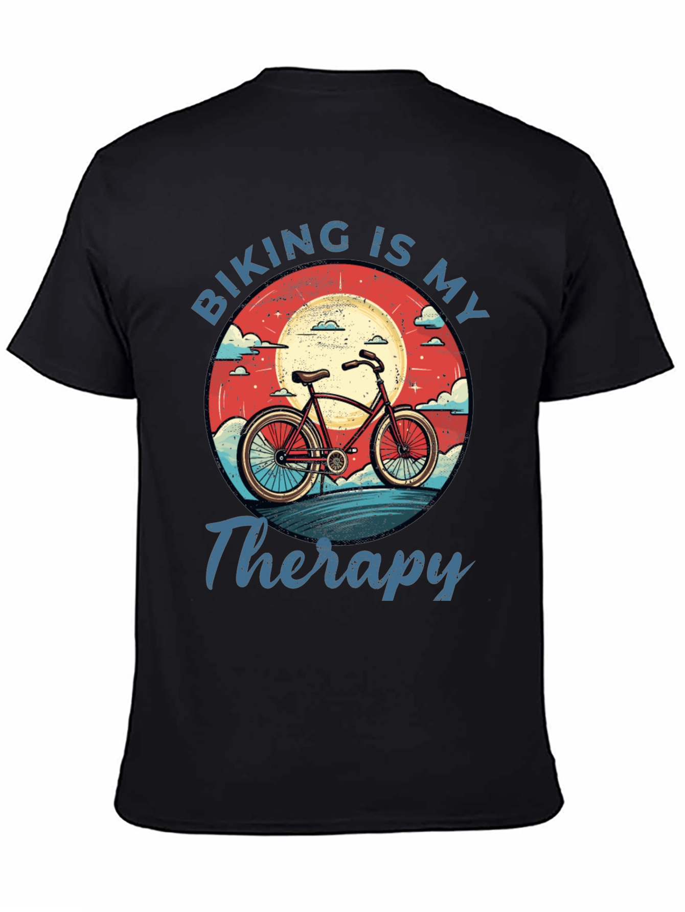 Black Biking is My Therapy Graphic T-Shirt view 4
