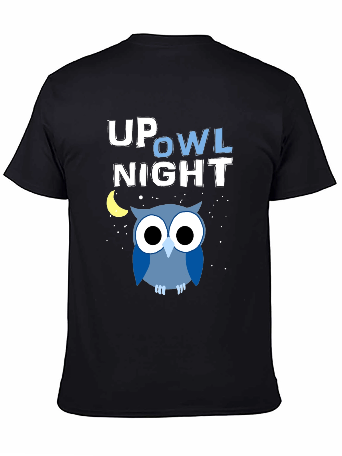 Black Up Owl Night Graphic Tee - Midnight Blue view 4
