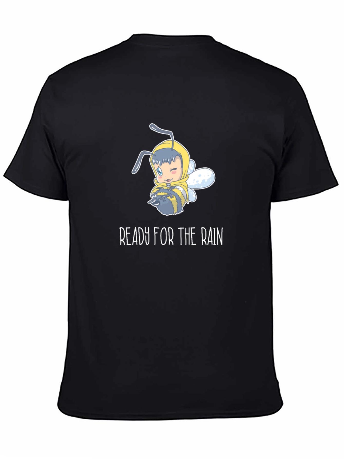 Black Ready for the Rain Cartoon Bee T-Shirt view 4