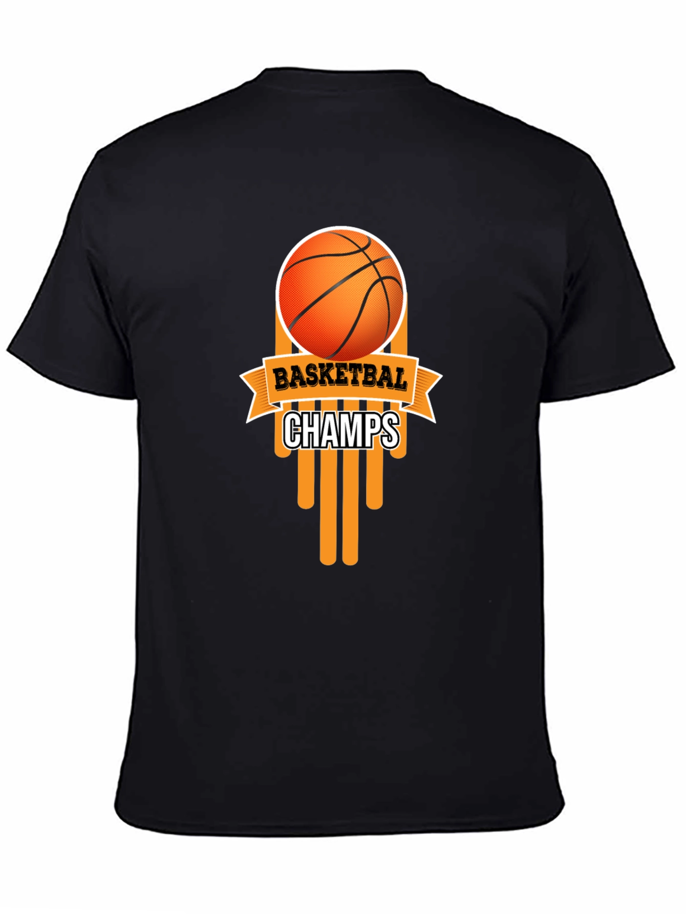 Black Basketball Champs Black Graphic T-Shirt view 4