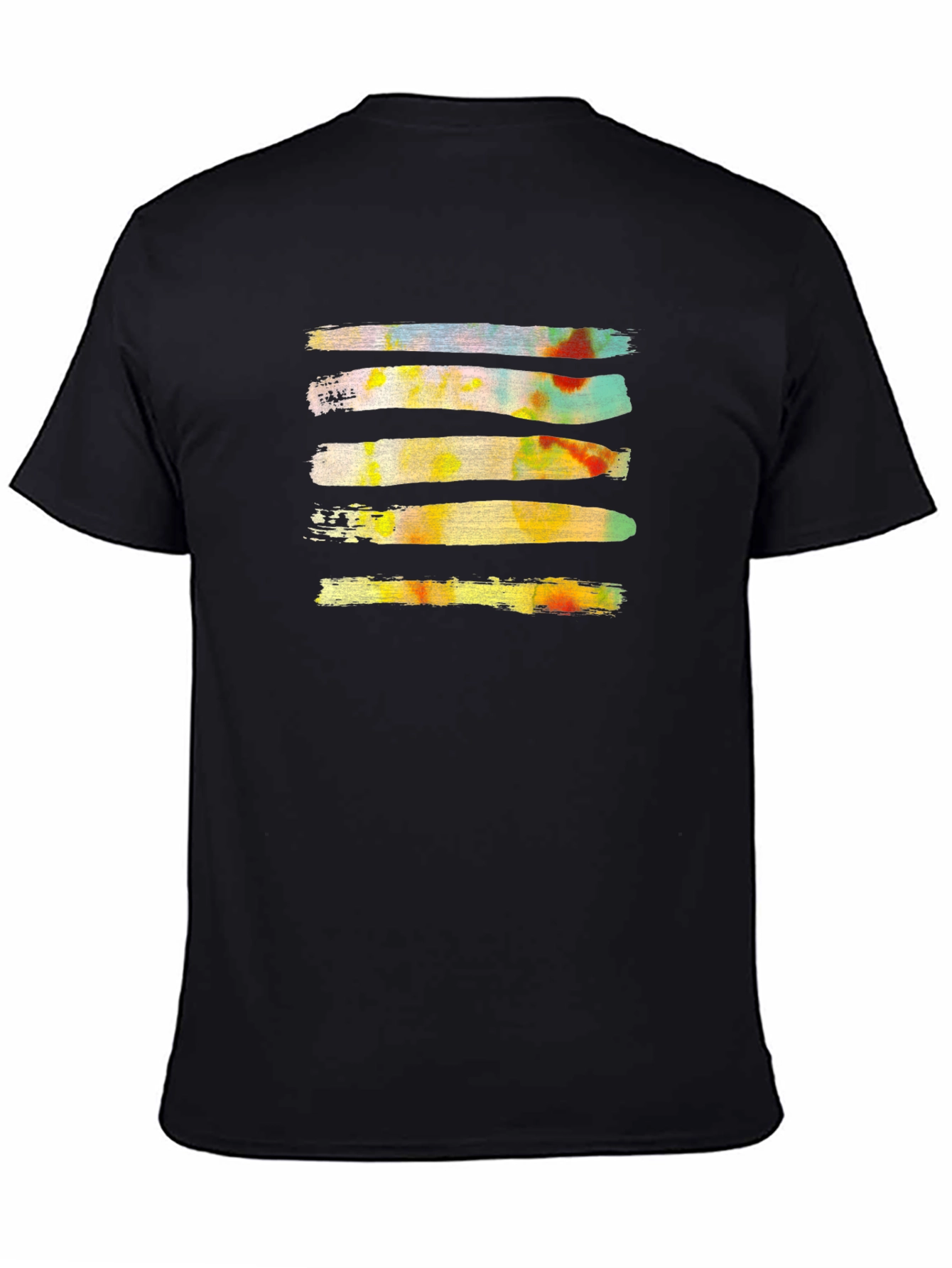 Black Abstract Brushstroke Graphic Tee - Black Cotton Casual T-Shirt view 4