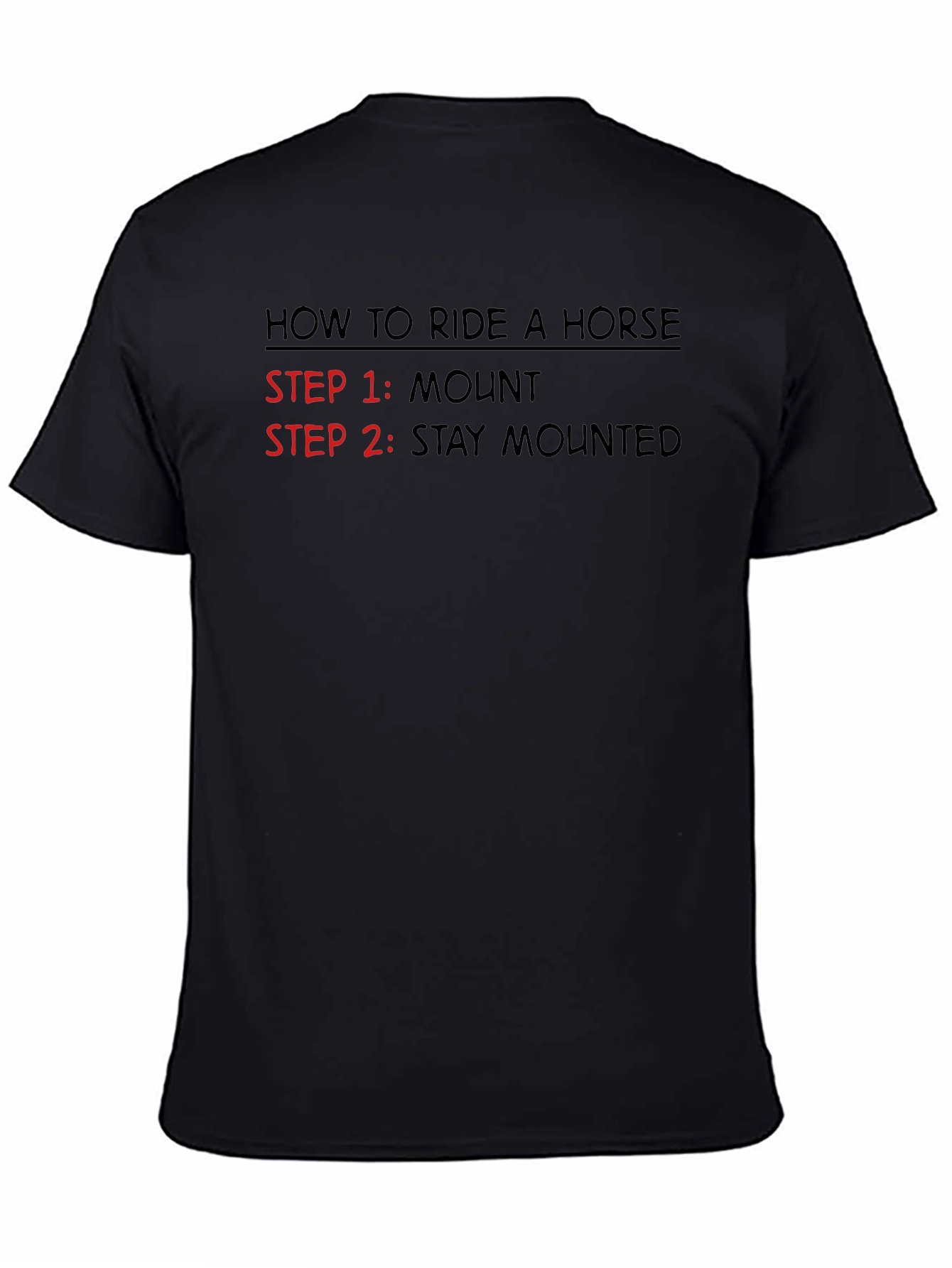 Black How to Ride a Horse T-Shirt - Funny Equestrian Tee view 4
