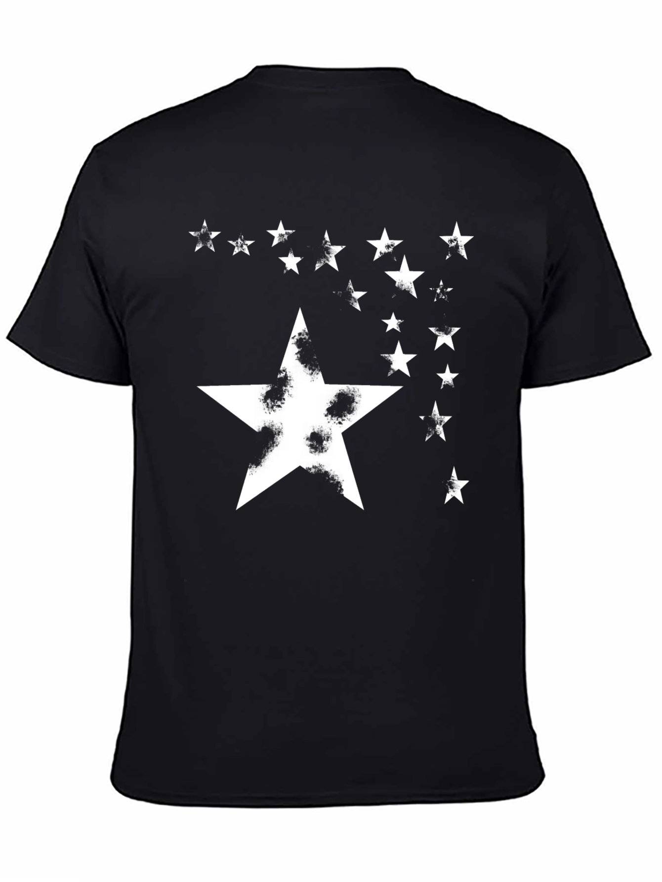 Black Starry Night Graphic Tee - Distressed Star Design view 4