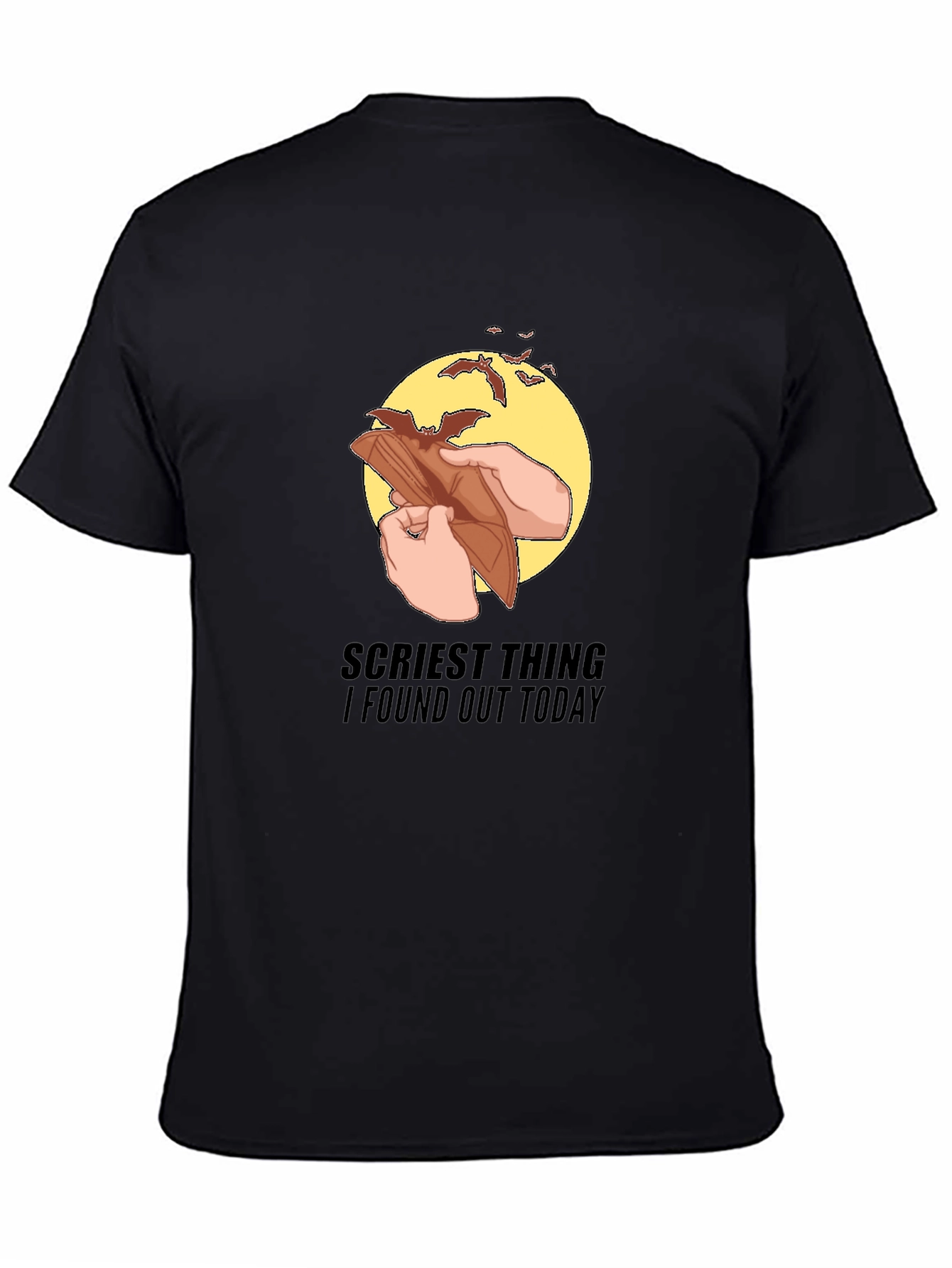 Black Scariest Thing T-Shirt: Bats in Wallet Graphic Tee view 4