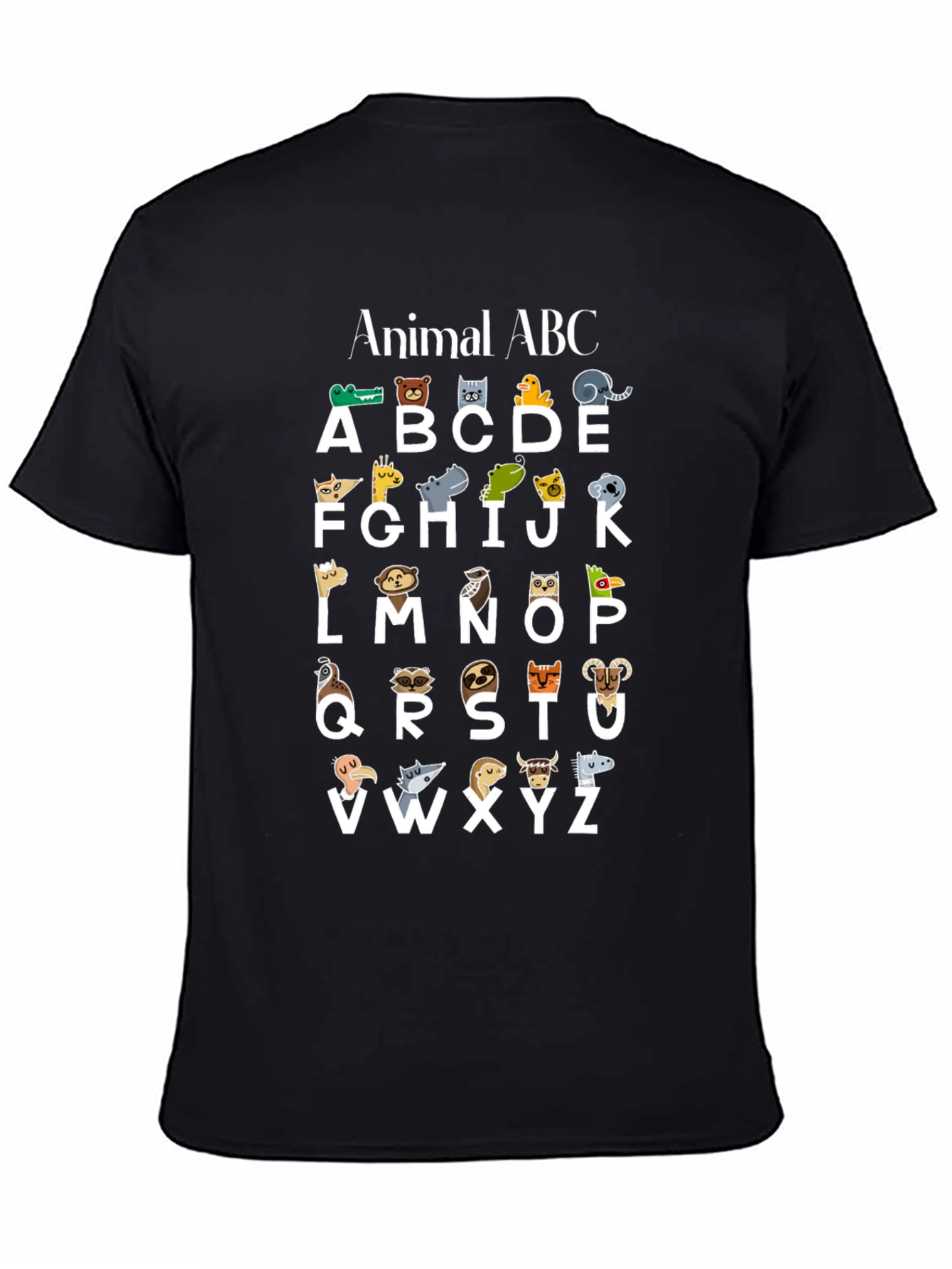 Black Animal ABC T-Shirt - Educational Alphabet Tee view 4