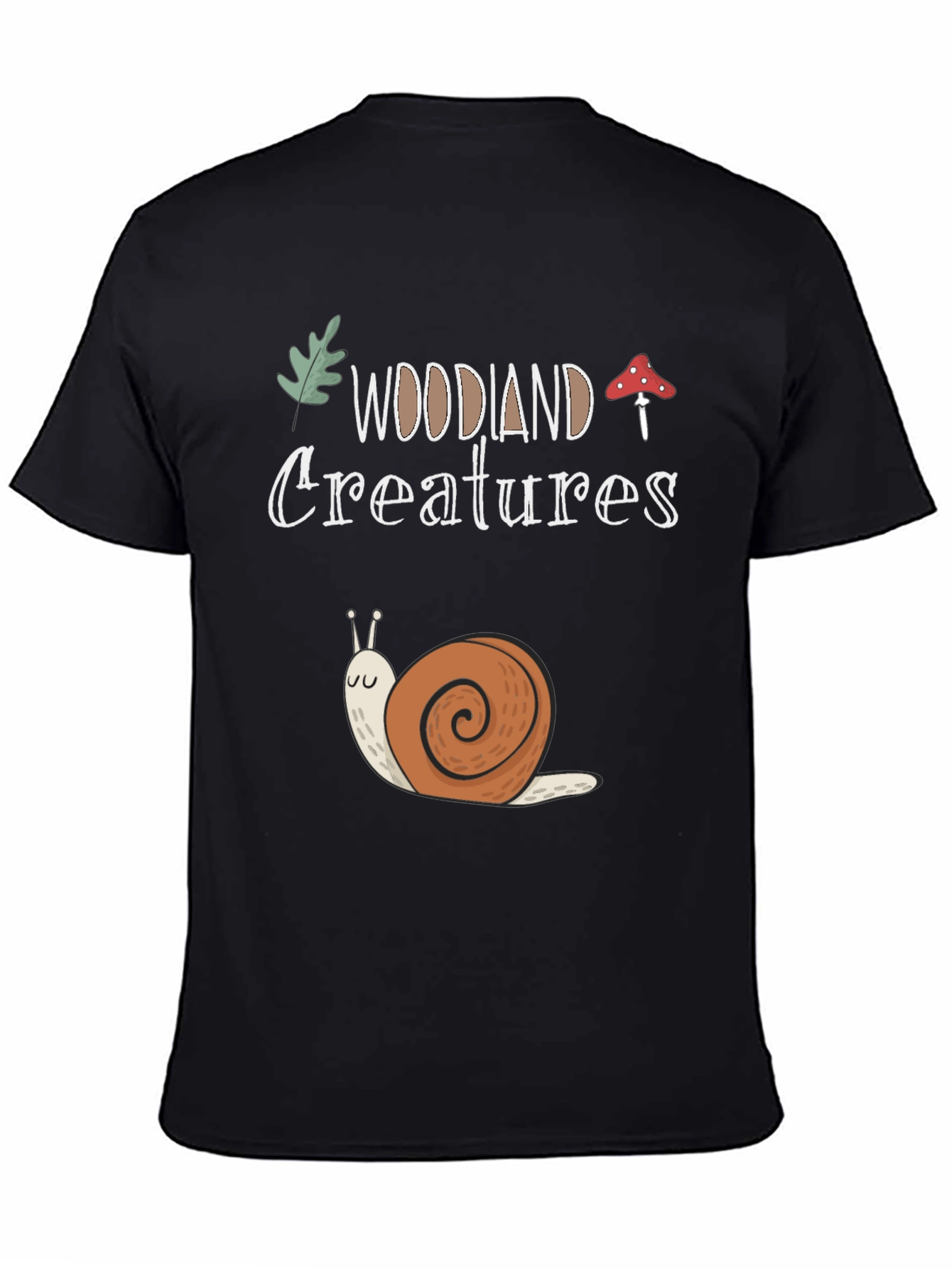 Black Woodland Creatures Snail Graphic T-Shirt view 4