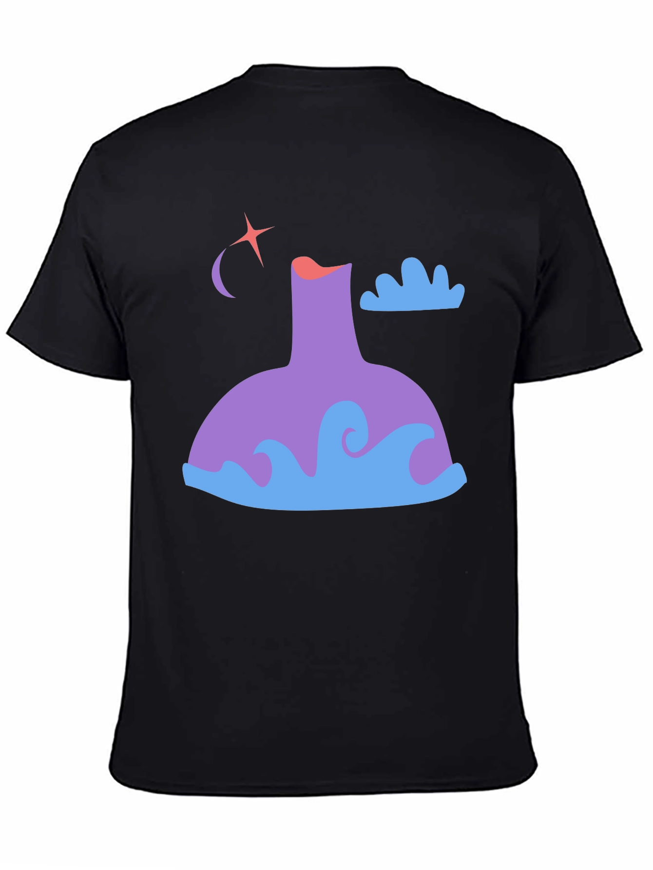 Black Whimsical Graphic Tee - Night Sky Design view 4