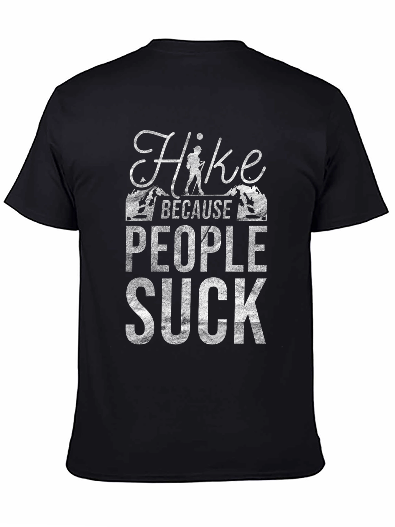Black Hike Because People Suck Graphic T-Shirt view 4