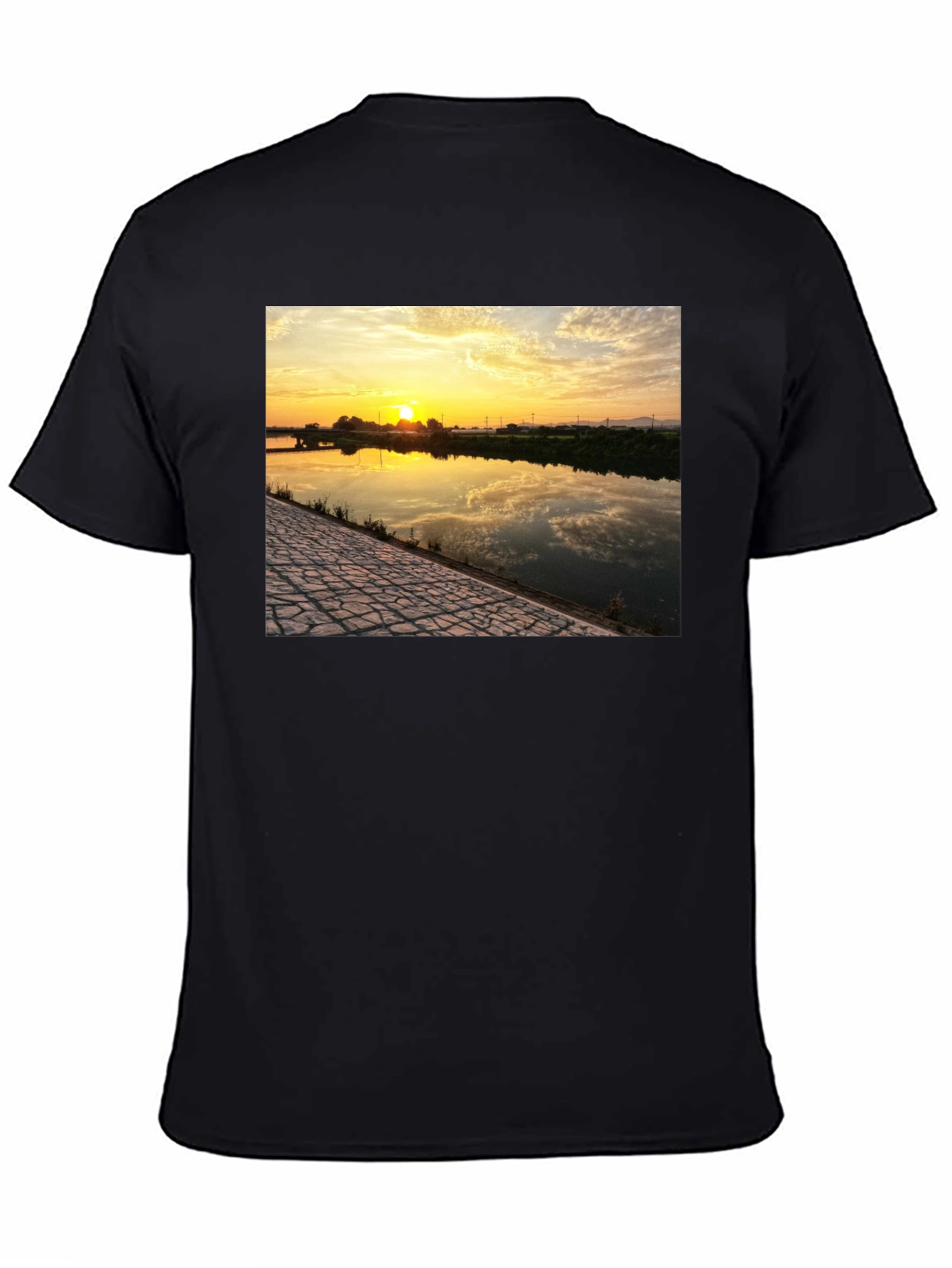 Black Sunset River Graphic Tee - Black view 4
