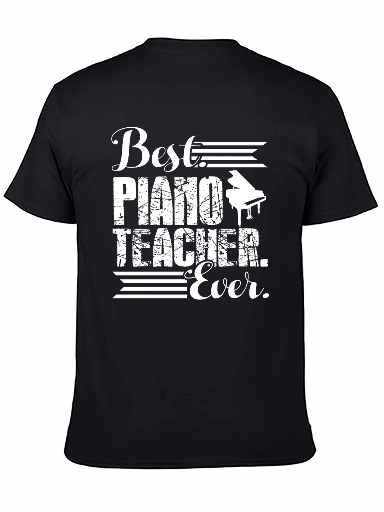 Black Best Piano Teacher Ever Graphic T-Shirt view 4