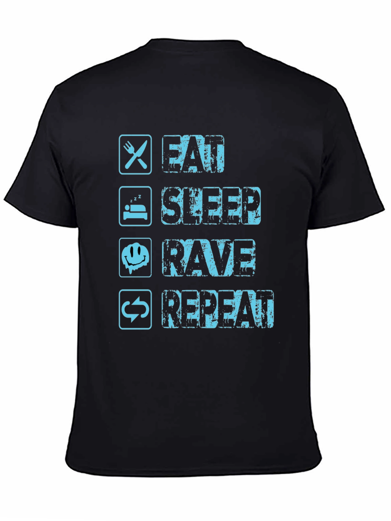 Black Eat Sleep Rave Repeat Graphic Tee view 4